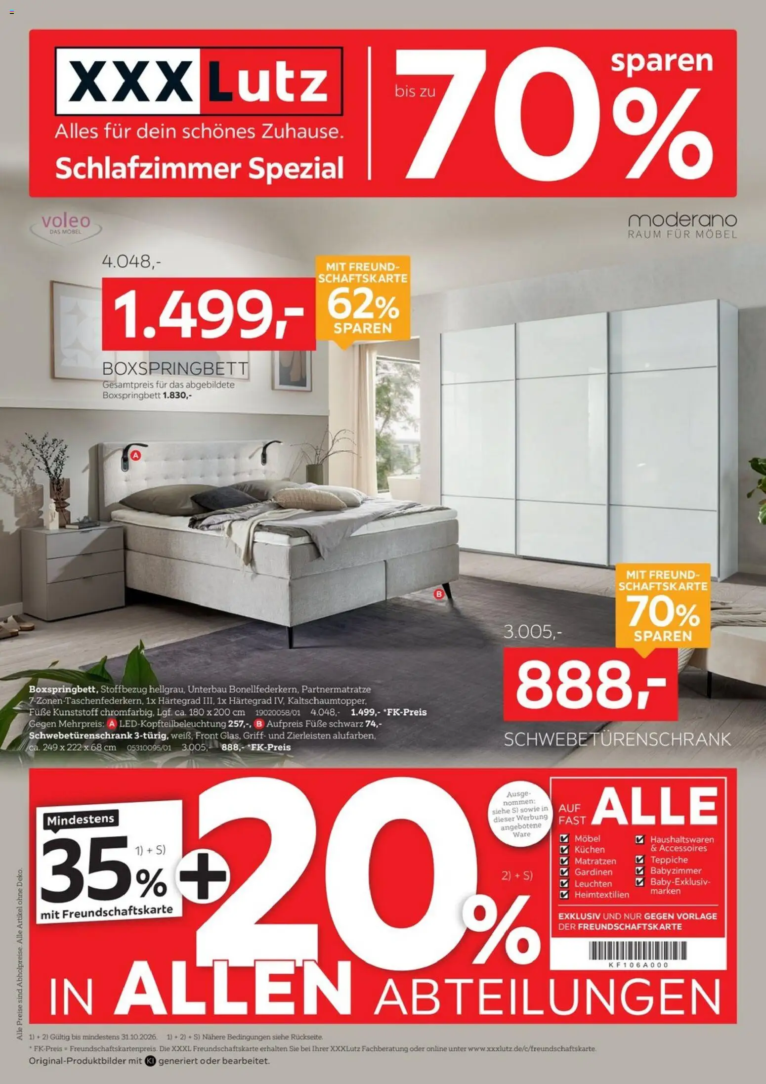 Vorschau von dem Prospekt des Geschäftes XXXLutz, gültig ab dem 17.10.2026 - Kuchen, Boxspringbett, Schwebetürenschrank