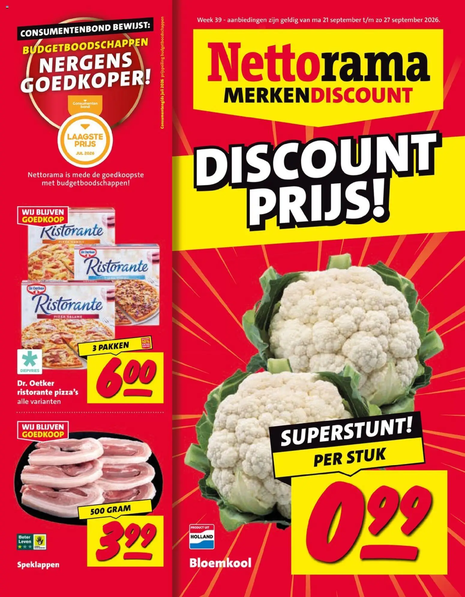 Voorbeeld van Nettorama folder van winkel Nettorama geldig vanaf 21-09-2026 - Bloemkool