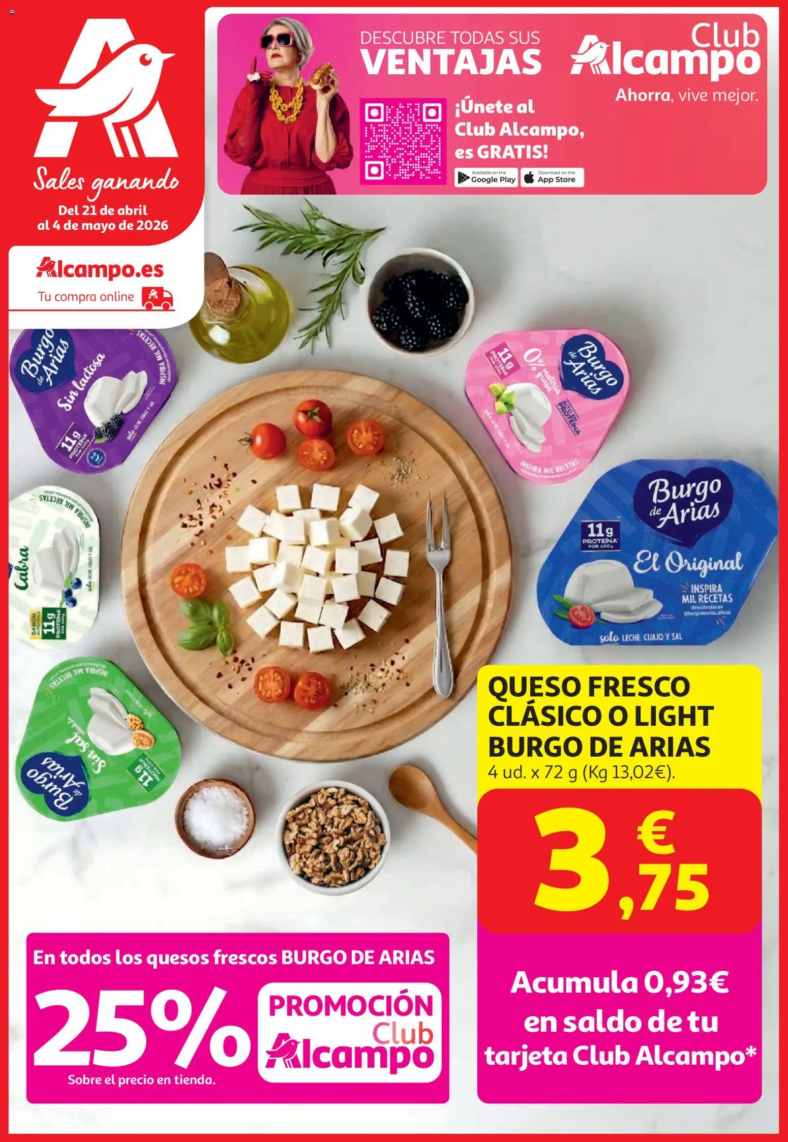 Vista previa del folleto de la tienda Alcampo válido desde el 21/04/2026 - Té, Queso, Proteína, Sal, Queso fresco