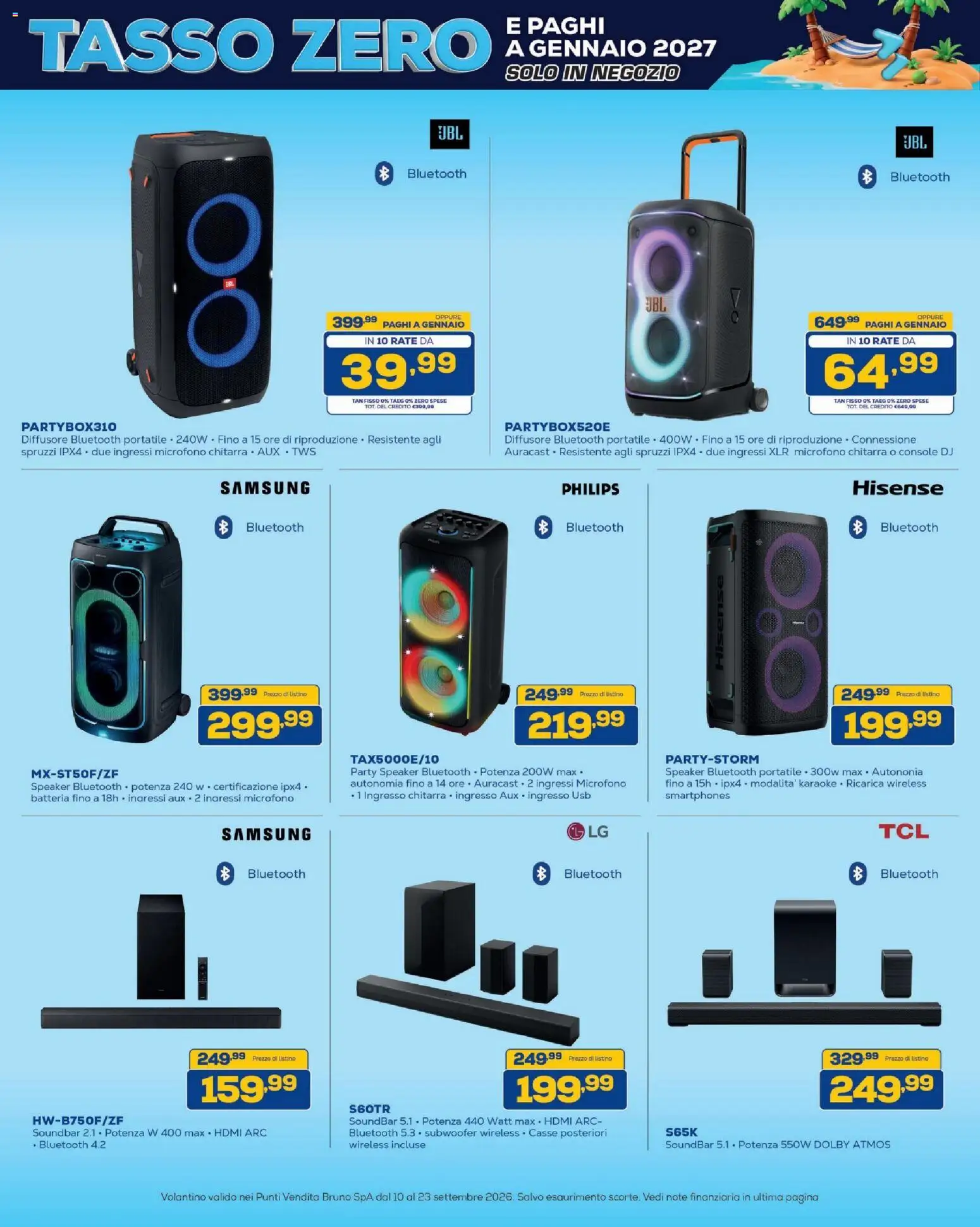 Anteprima dell'opuscolo BRUNO volantino dal negozio BRUNO valido da 10/09/2026 - Samsung, Batteria, Microfono, Soundbar, USB, Speaker
