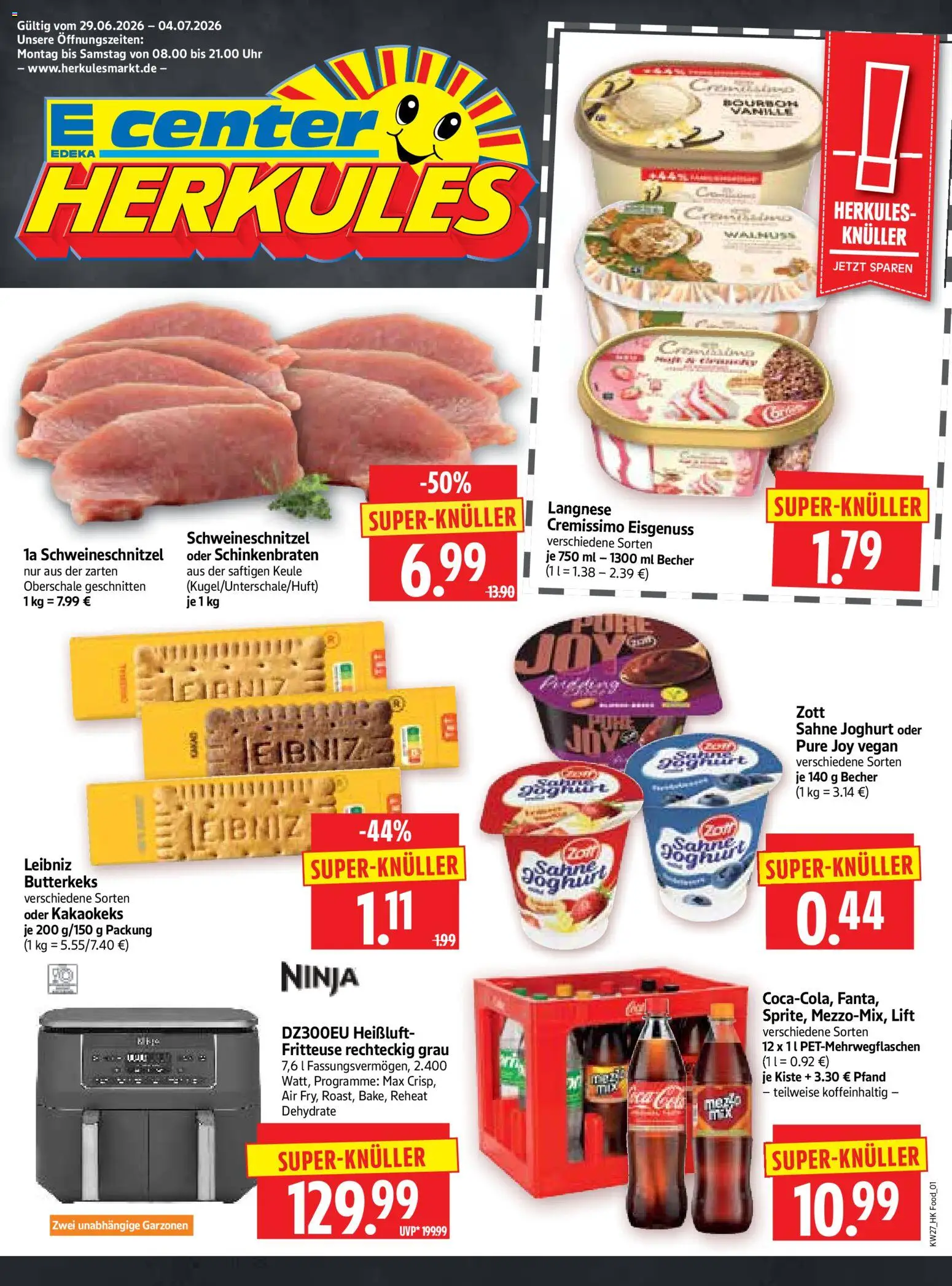 Vorschau von dem Prospekt des Geschäftes HERKULES, gültig ab dem 29.06.2026 - Uhr, Joghurt, Sahne, Vanille, Fritteuse, Langnese, Cremissimo