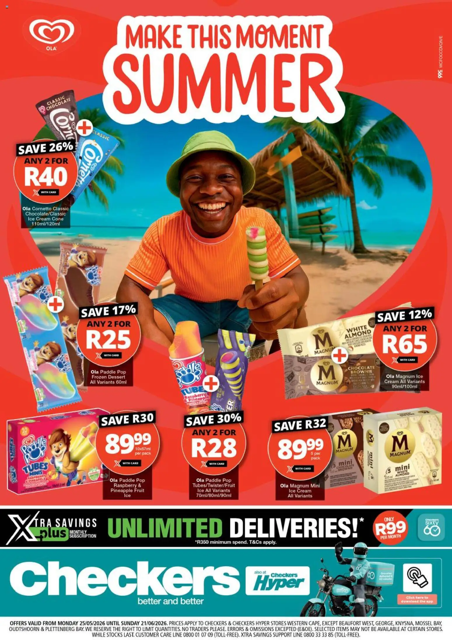 Preview of Checkers flyer valid from 25/05/2026 - Chocolate, Ice cream, Dessert, Fruit, Pineapple, Cream