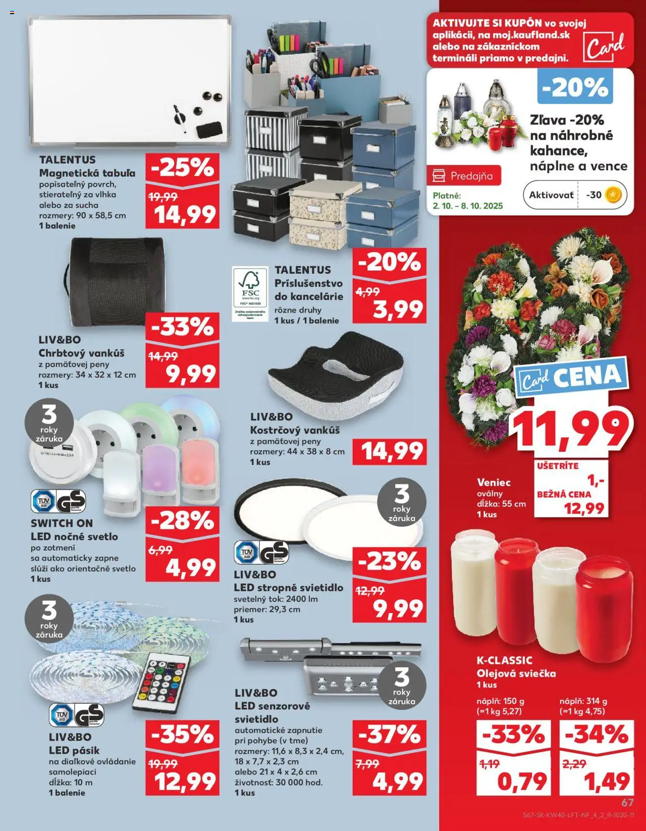 Náhľad Kaufland letáku platného od 02.10.2025 - Vankúš, Stropné svietidlo, Led, Svetlo, Svietidlo, Led pásik, Nočné svetlo, Led stropné svietidlo