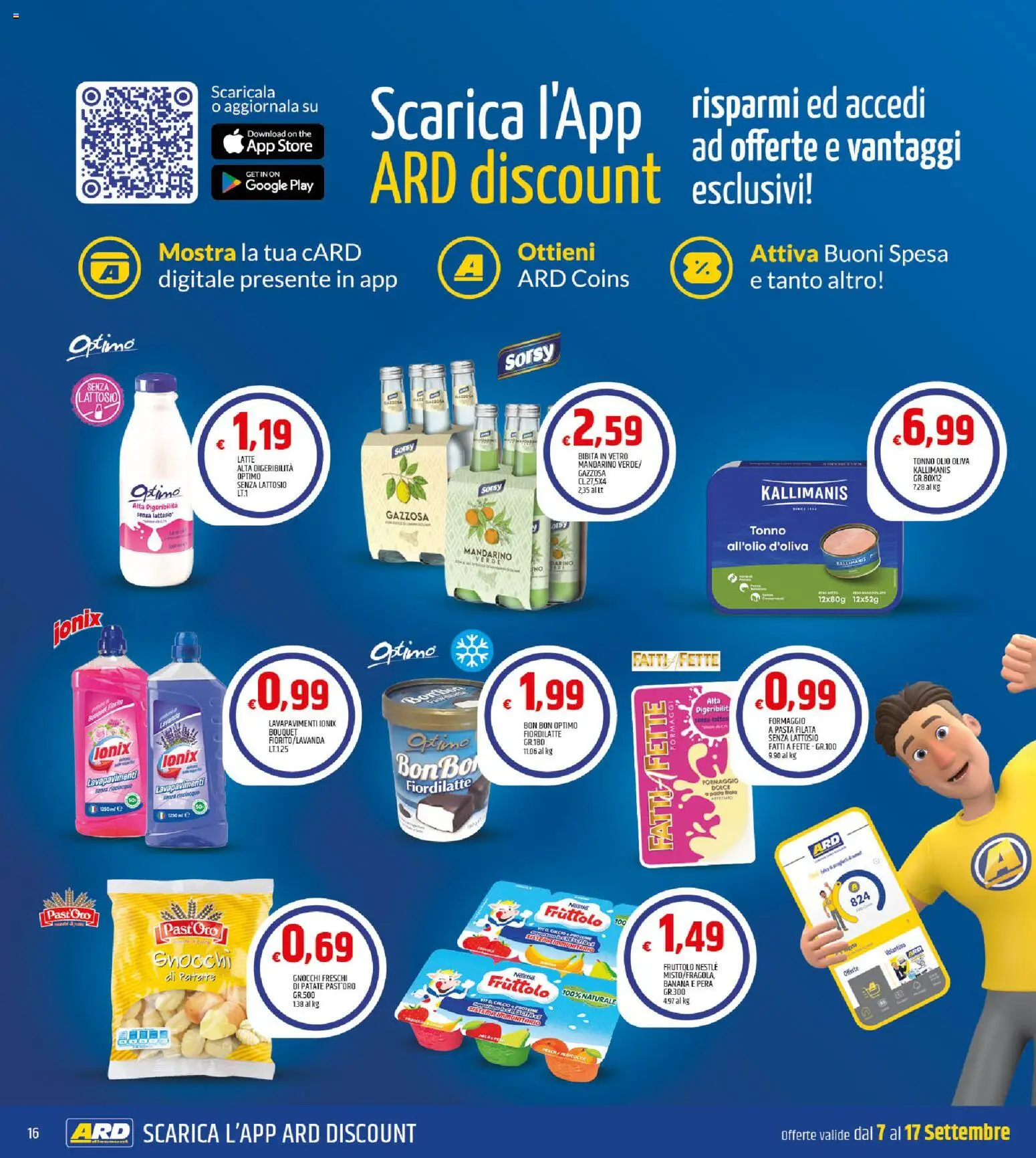 Anteprima dell'opuscolo ARD Discount volantino dal negozio ARD Discount valido da 07/09/2026 - Gnocchi, Latte, Formaggio, Tonno, Bibita, Patate, Pera, Senza lattosio