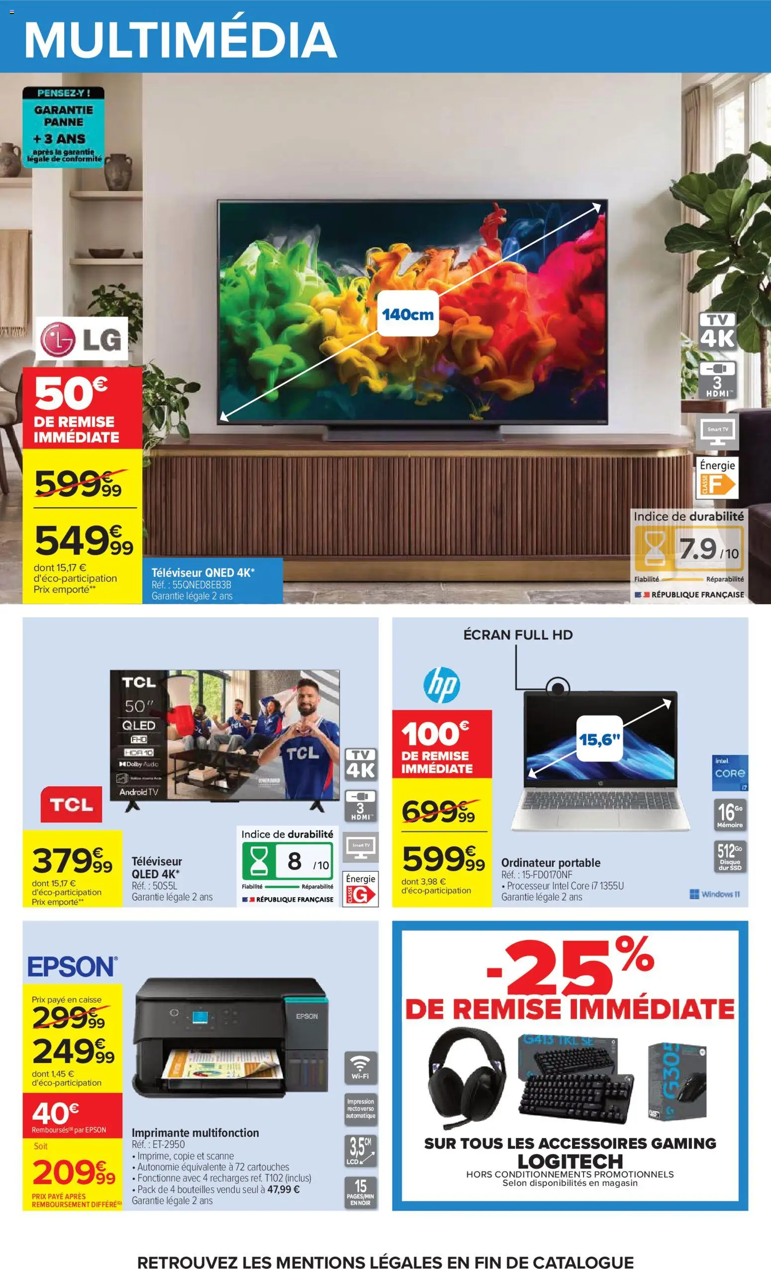 Prévisualisation de Carrefour catalogue du magasin Carrefour formulaire valide 20/10/2026 - Ordinateur portable, Imprimante, Télévision, Impression, Smart TV, Epson, Televiseur, Audio