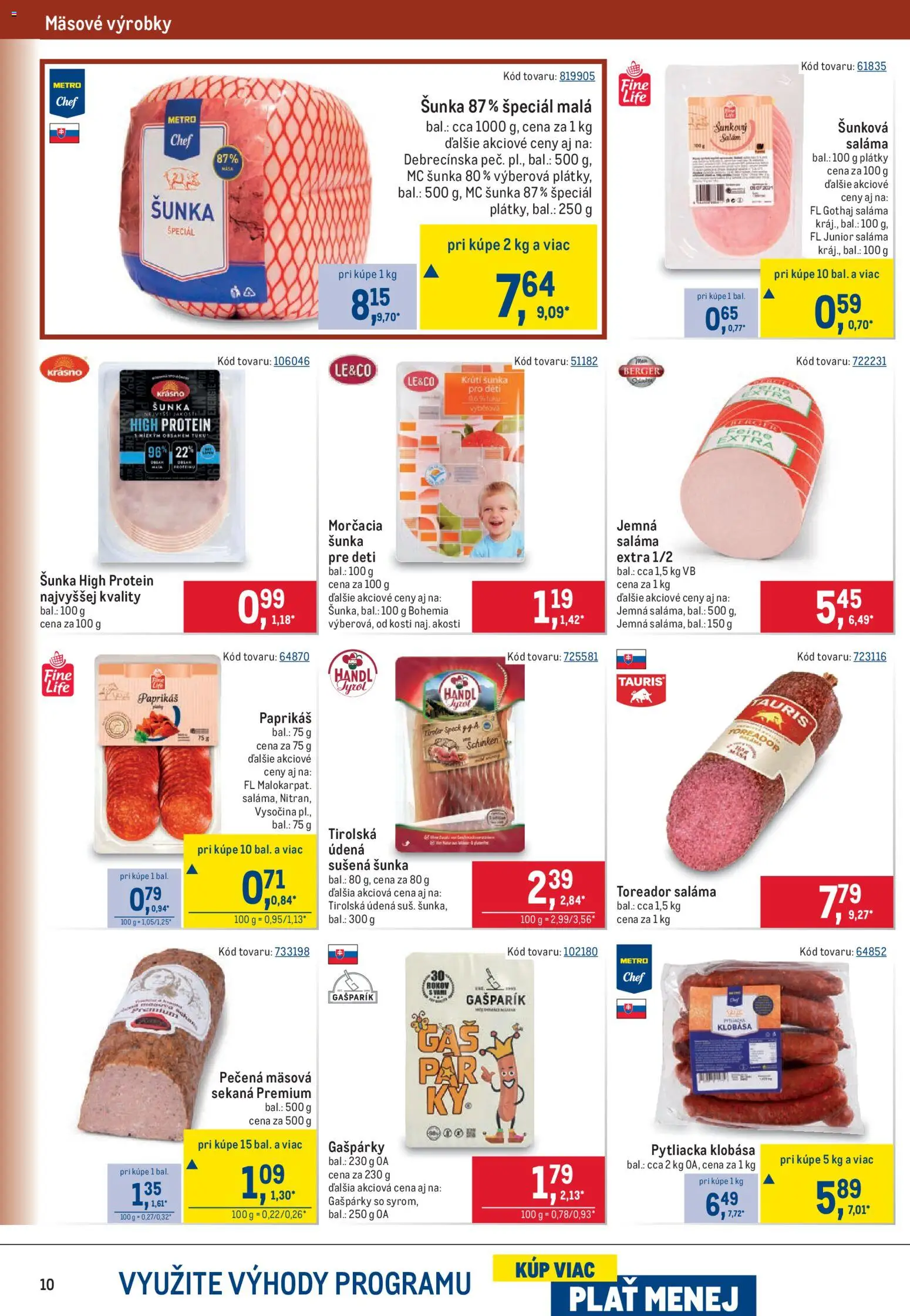 Náhľad Metro letáku platného od 07.10.2026 - Protein, Klobása, Šunka, Saláma, Gothaj