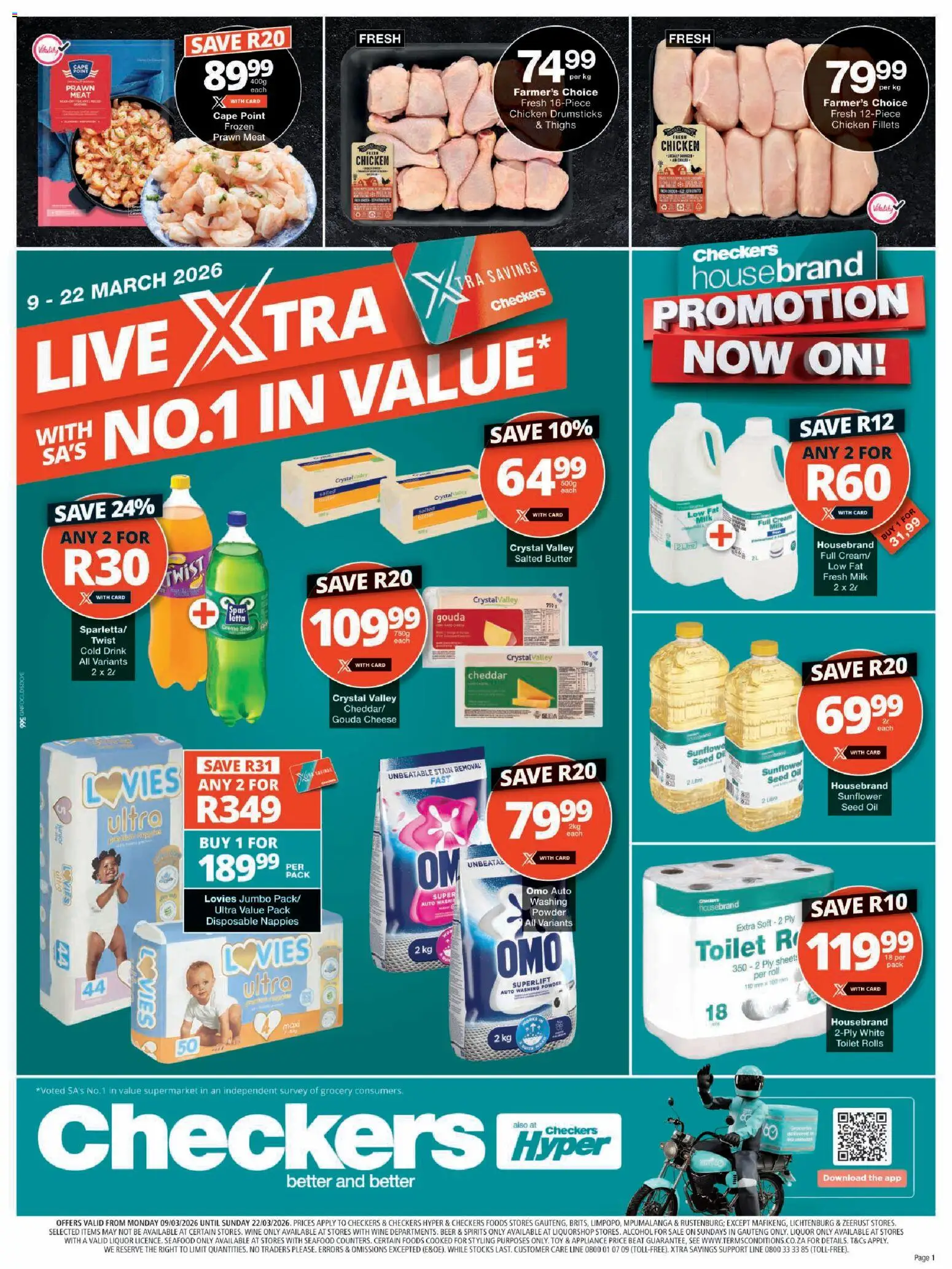 Preview of Checkers flyer valid from 09/03/2026 - Alcohol, Chicken, Wine, Milk, Butter, Cheese, Oil, Beer