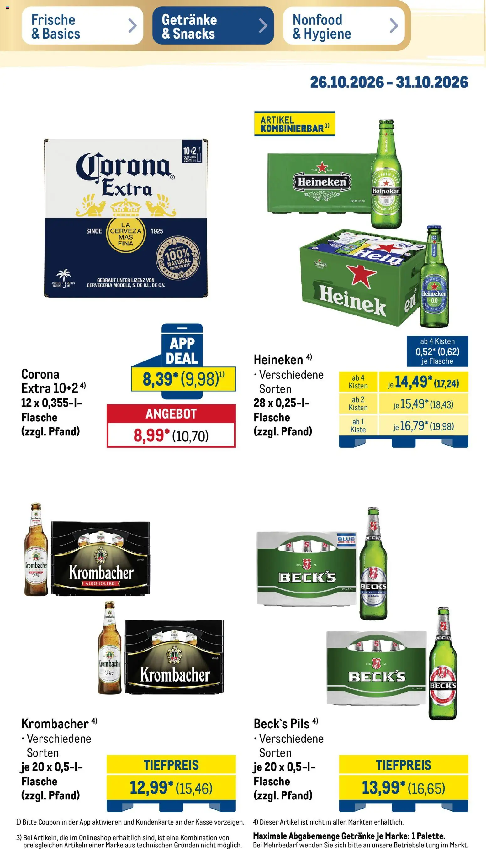Vorschau von dem Prospekt des Geschäftes Metro, gültig ab dem 26.10.2026 - Krombacher, Heineken, Pils