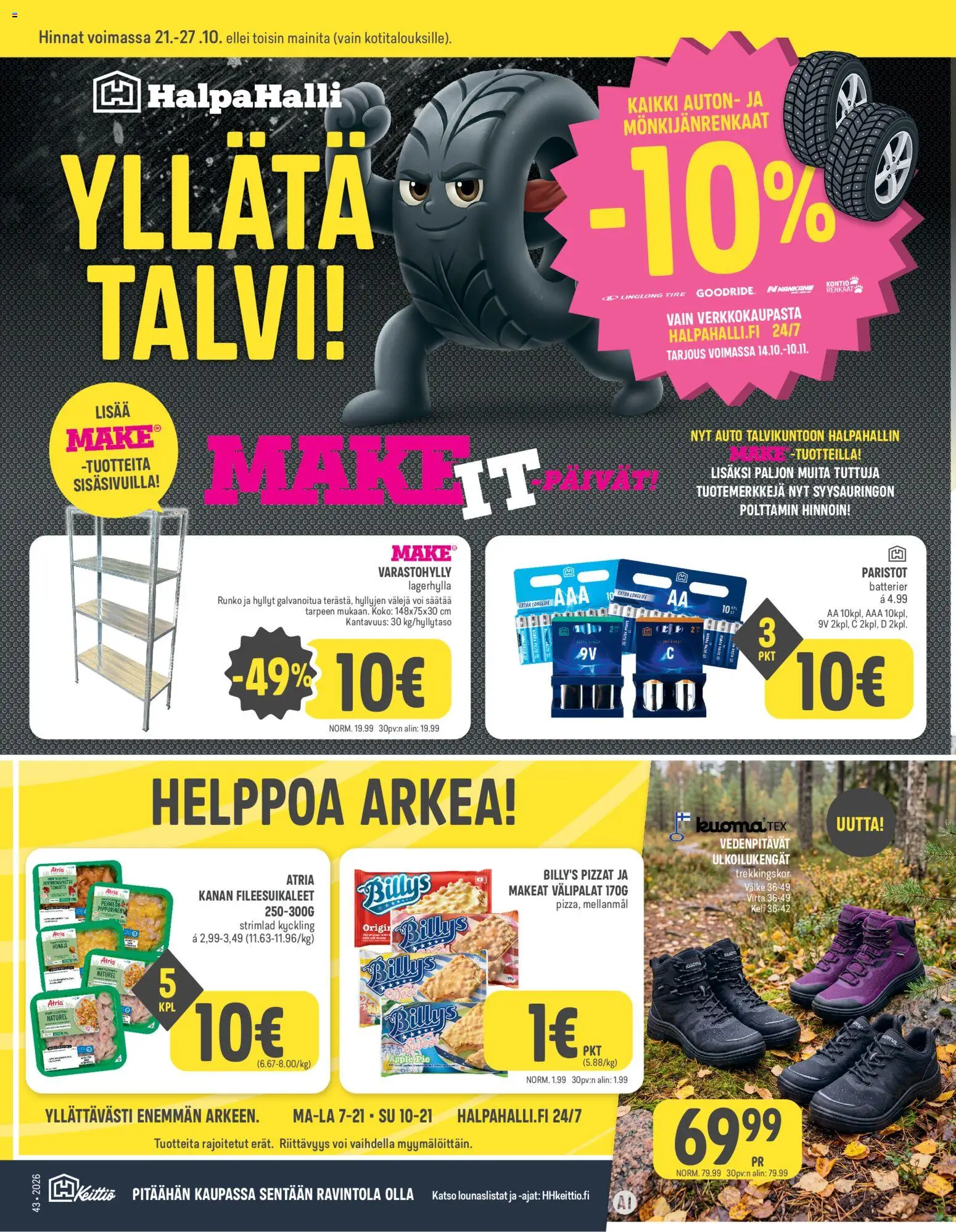 Kaupan Halpa Halli Halpa Halli tarjoukset esikatselu, voimassa 21/10/2026 - Varastohylly, Voi, Paristot