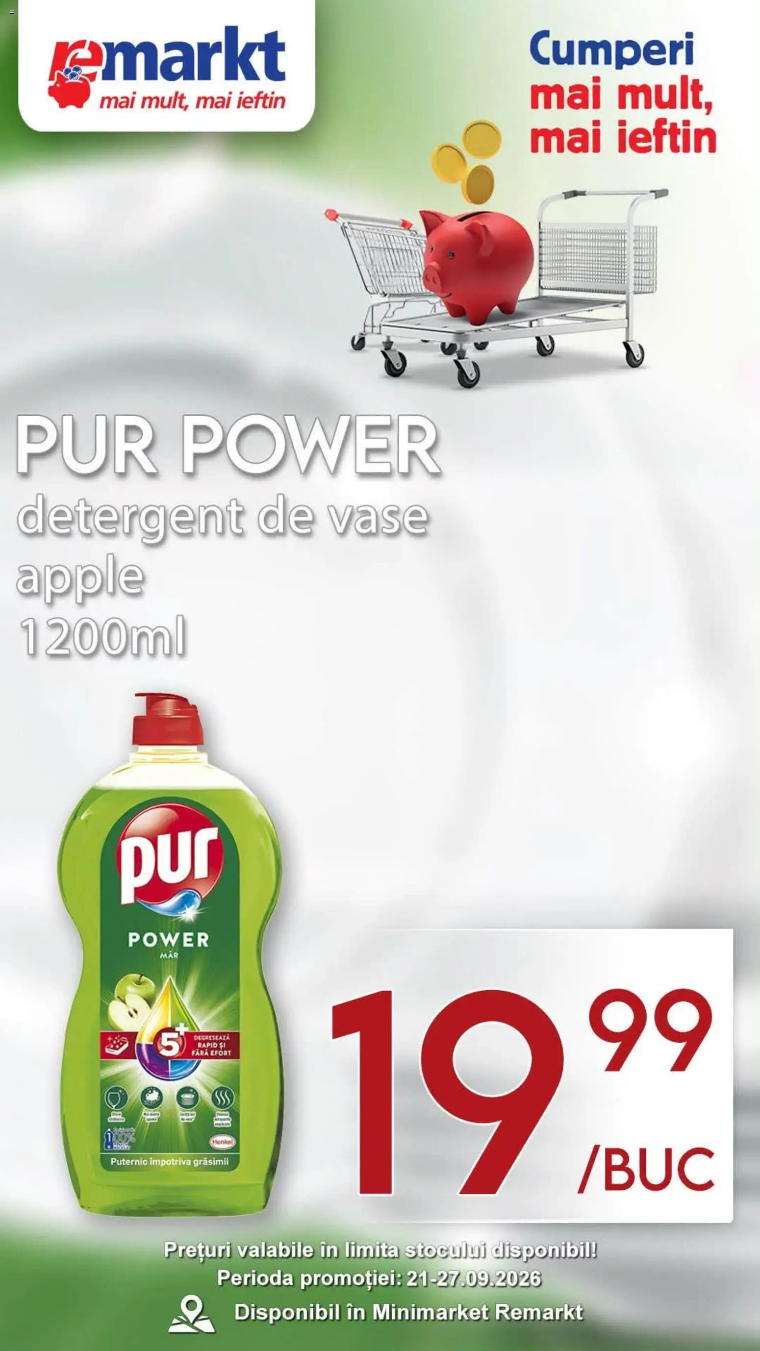 Previzualizarea de cataloage: Remarkt Remarkt Catalog valabil de la 21.09.2026 - Apple, Power, Detergent, Vase, Detergent de vase