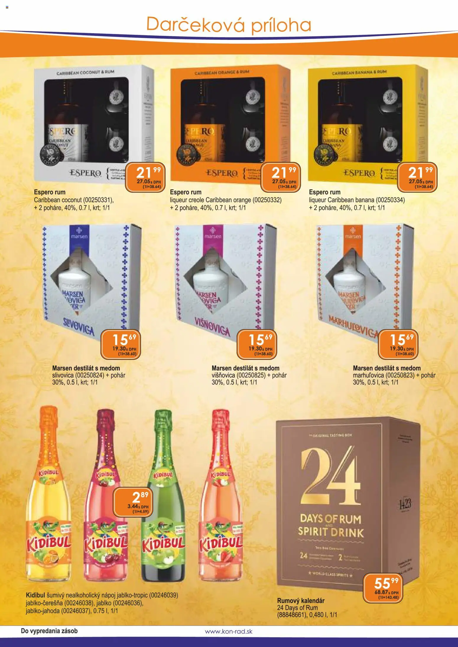 Náhľad KON - RAD letáku platného od 01.11.2026 - Rum, Slivovica, Espero rum, Destilát