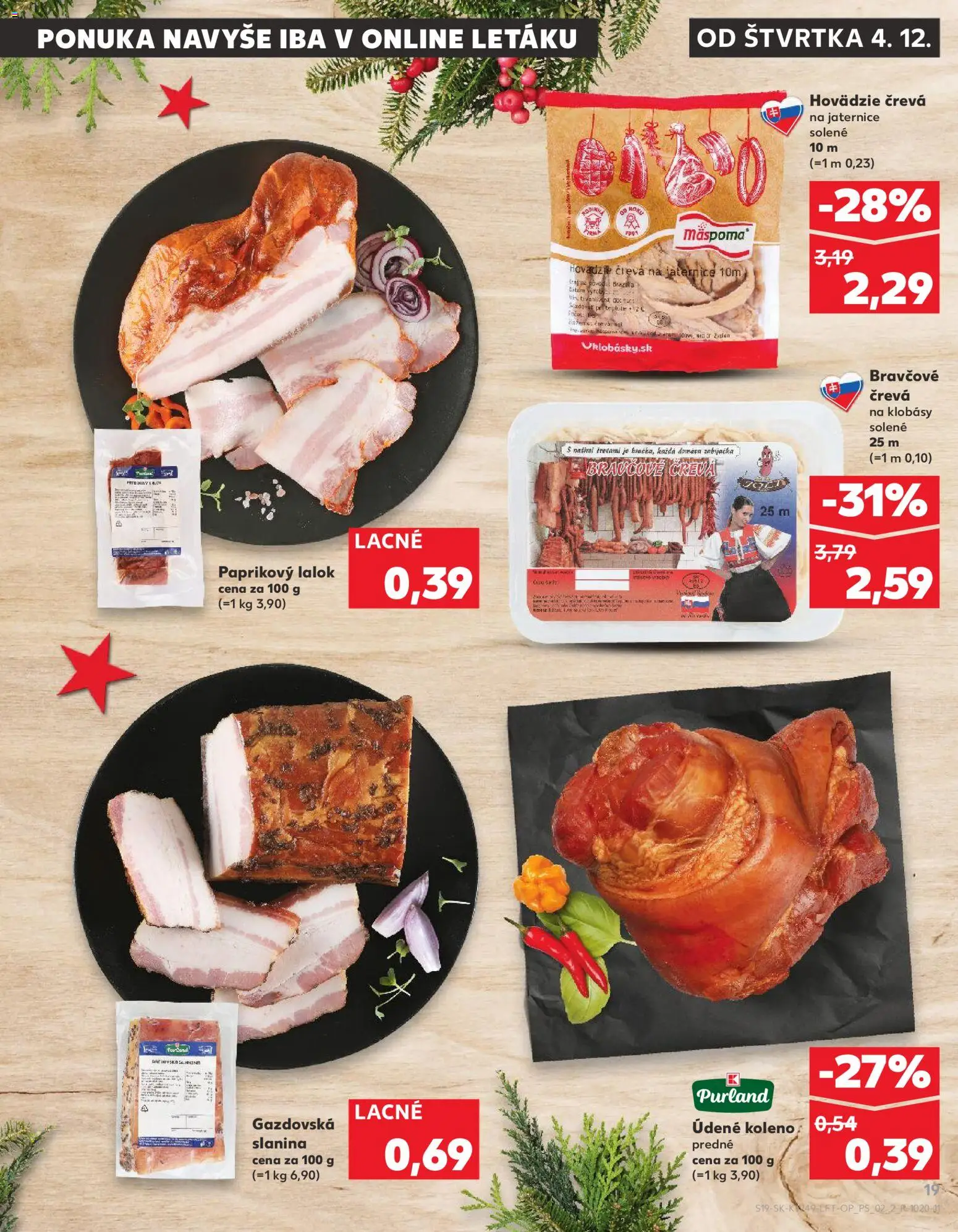Náhľad Kaufland letáku platného od 04.12.2025 - Slanina, Údené koleno