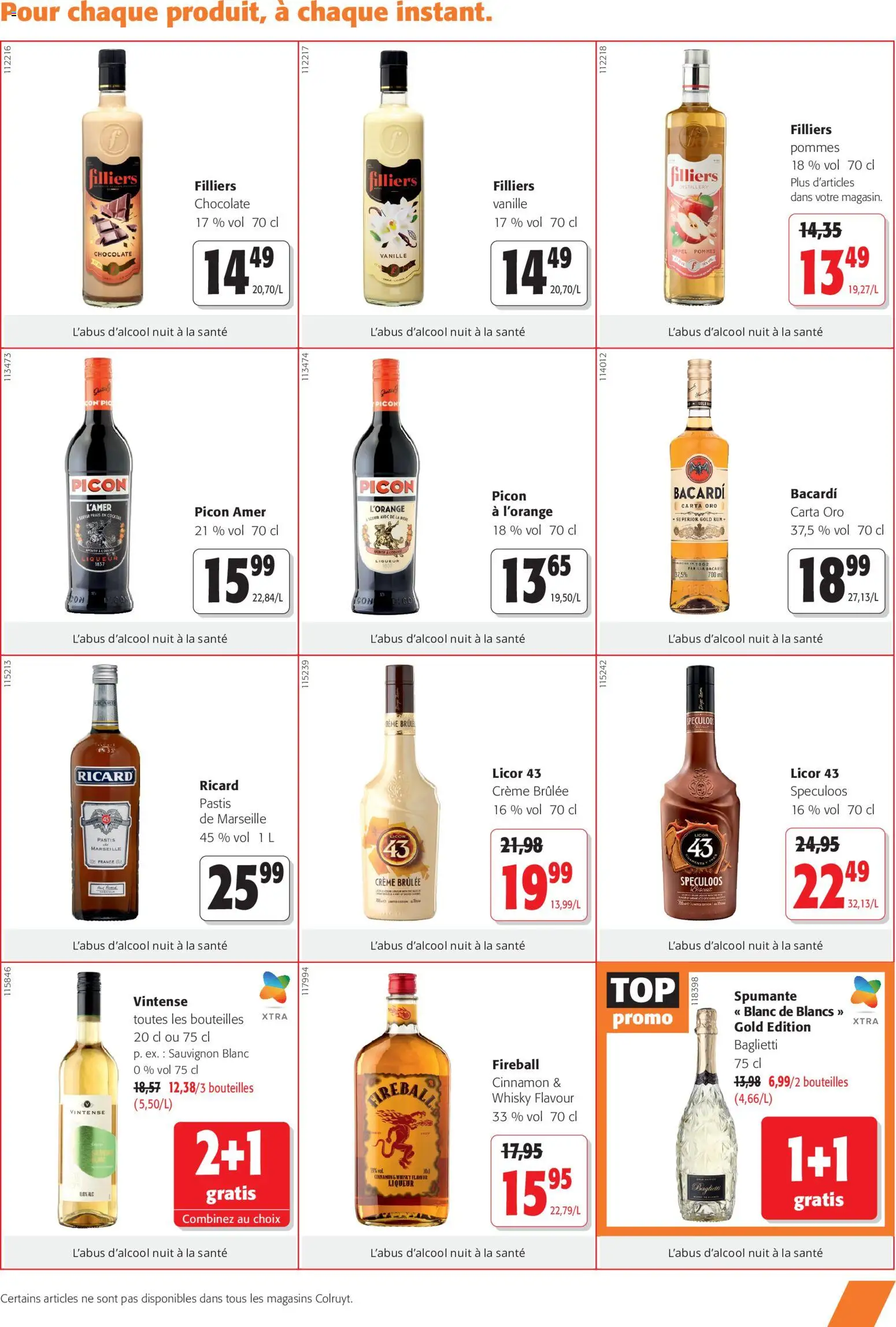 Prévisualisation de Colruyt Toutes les offres du magasin Colruyt formulaire valide 23/09/2026 - Bière, Ricard, Vanille, Crème, Pastis, Bacardi, Liqueur, Pommes