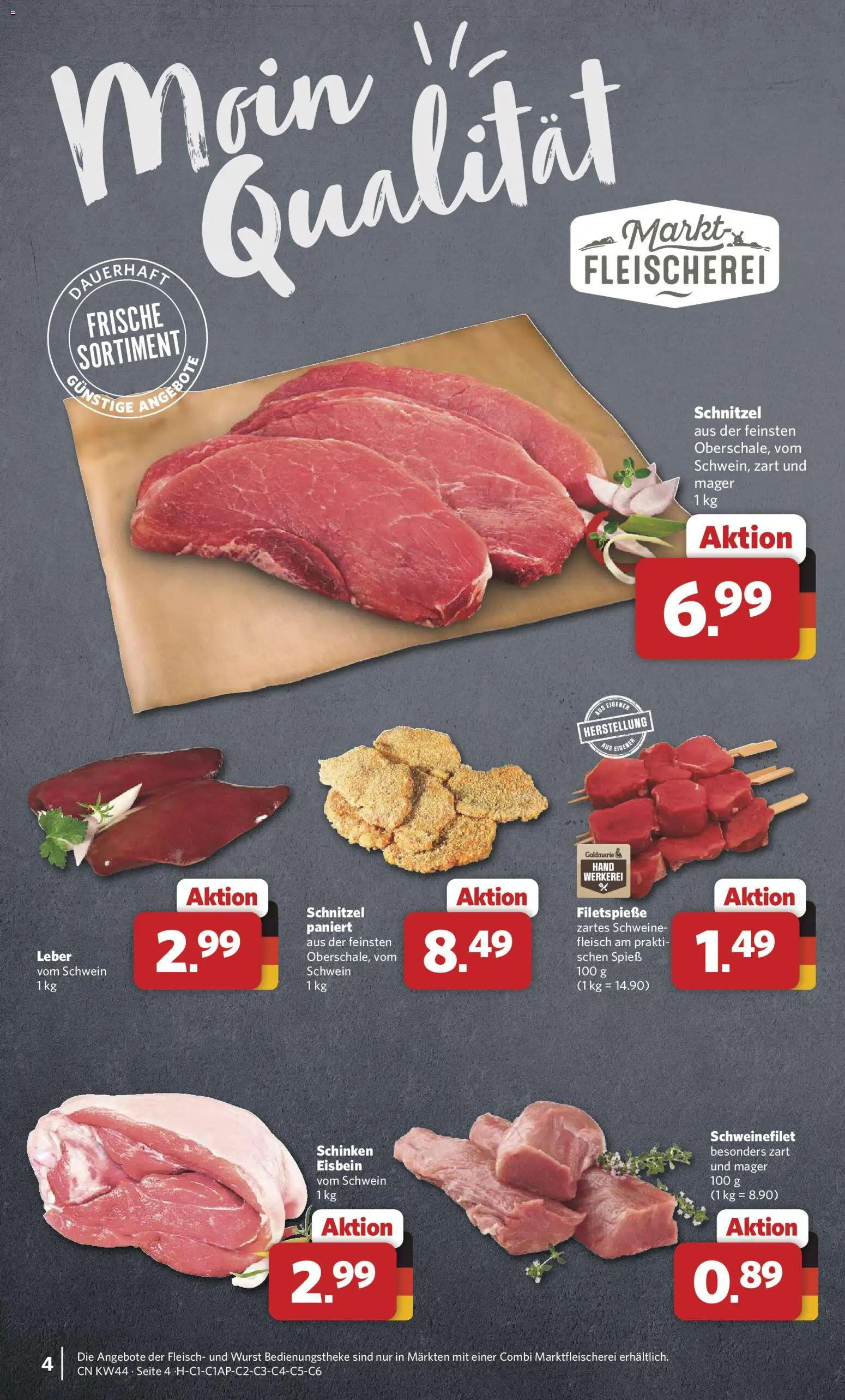 Vorschau von dem Prospekt des Geschäftes Combi, gültig ab dem 26.10.2026 - Schnitzel, Wurst, Fleisch, Schweinefilet, Schinken