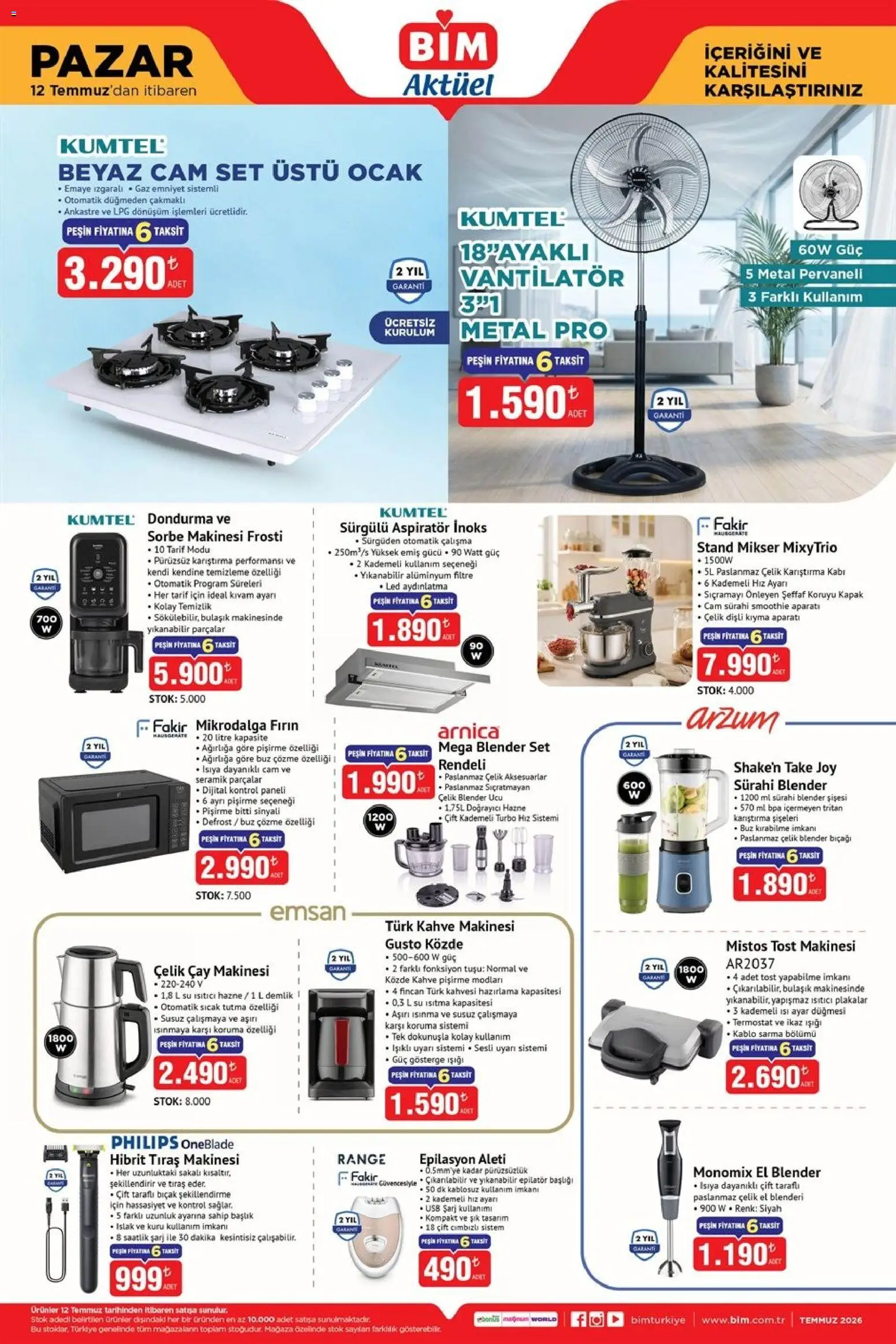 BİM BİM - Katalog Pazar 12.07.2026 - Broşürünün önizlemesi