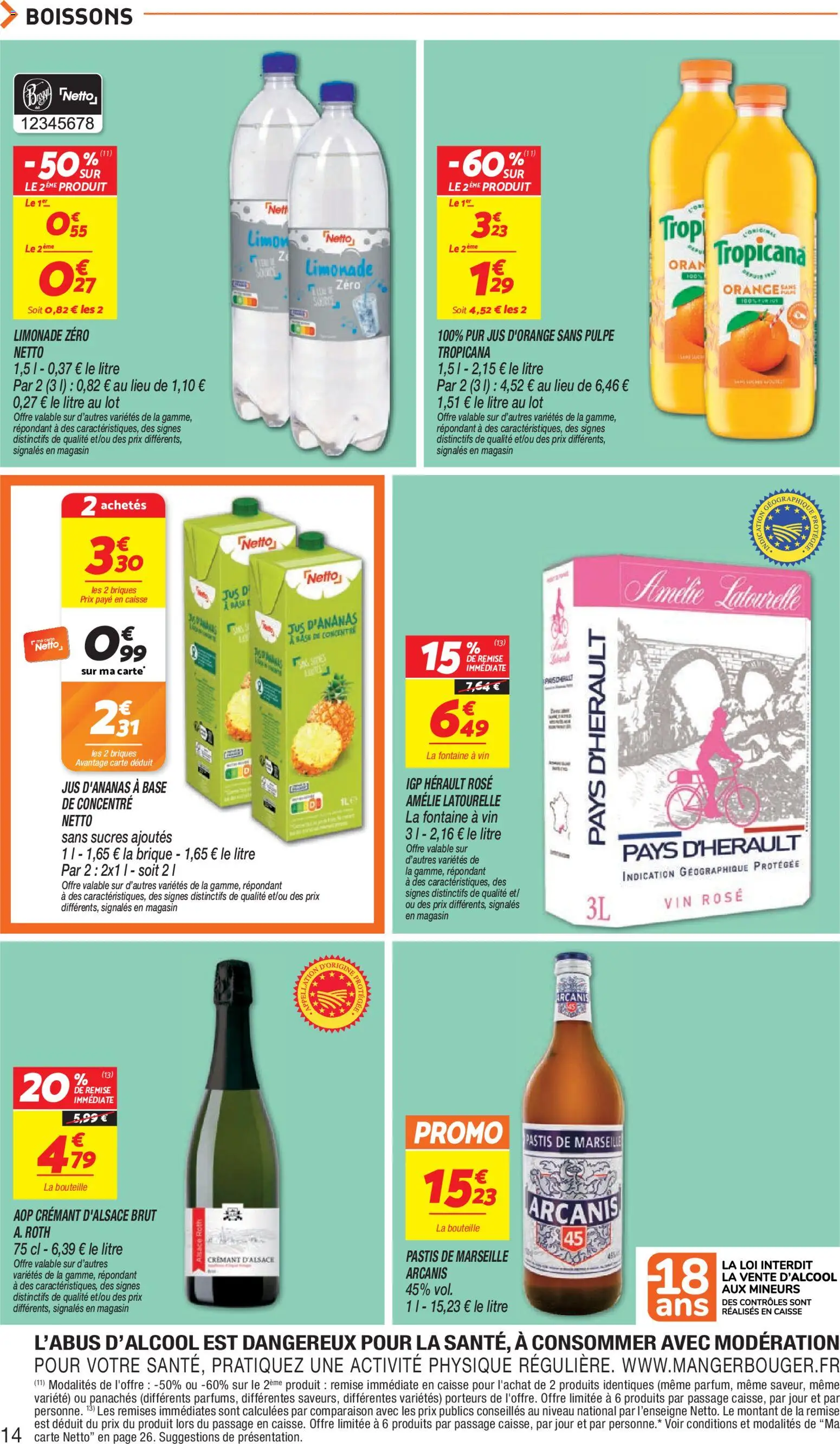 Prévisualisation de Netto - Temps fort Novembre du magasin Netto formulaire valide 03/11/2026 - Vin, Ananas, Brique, Base, Crémant, Boissons, Jus d'ananas, Crémant d'alsace
