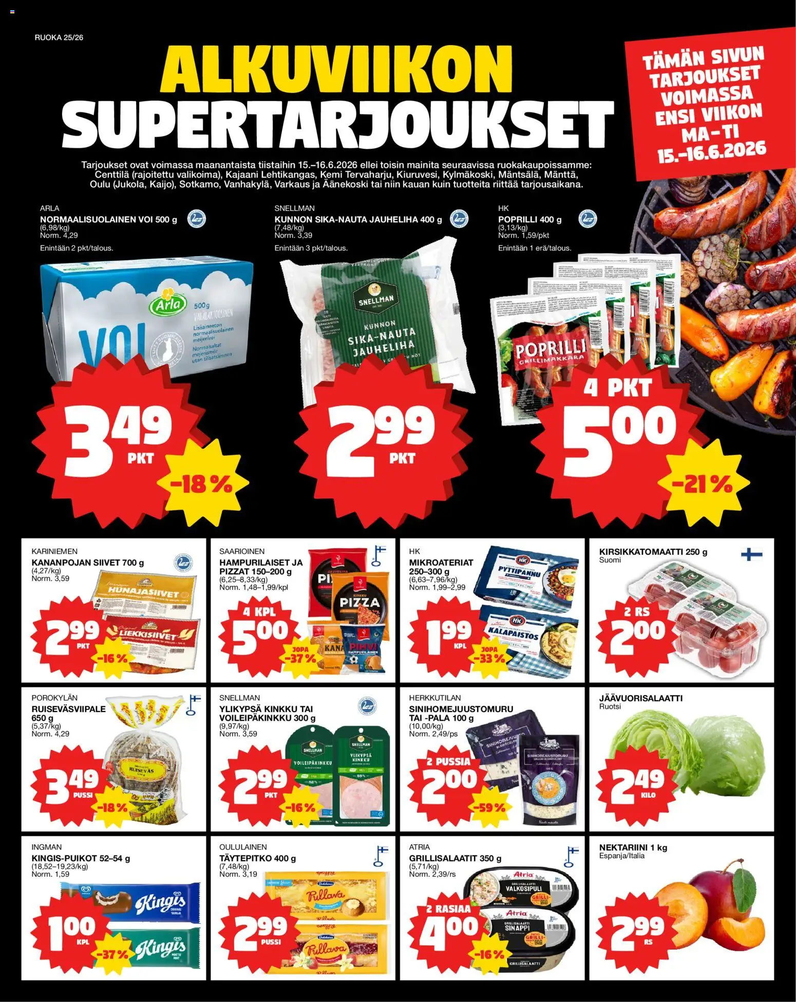 Kaupan Tokmanni Tokmanni ruokatarjoukset esikatselu, voimassa 15/06/2026
