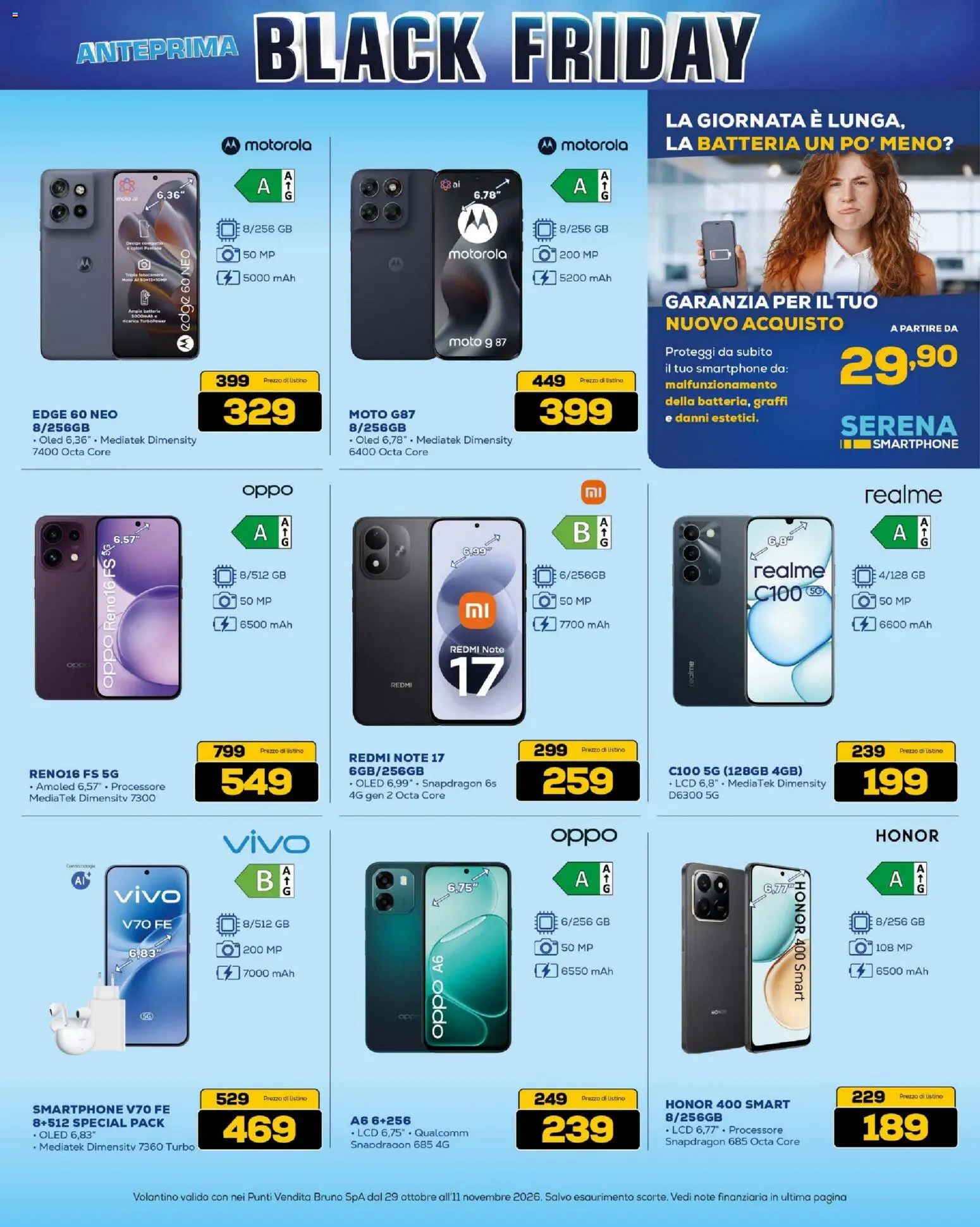 Anteprima dell'opuscolo BRUNO Black Friday dal negozio BRUNO valido da 29/10/2026 - Smartphone, Batteria, Fotocamera