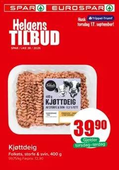 Forhåndsvis Spar Helgens Tilbud fra butikk Spar gyldig fra 17/09/2026