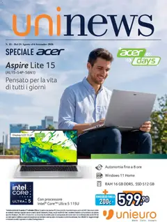 Anteprima dell'opuscolo Unieuro volantino Acer dal negozio Unieuro valido da 24/08/2026