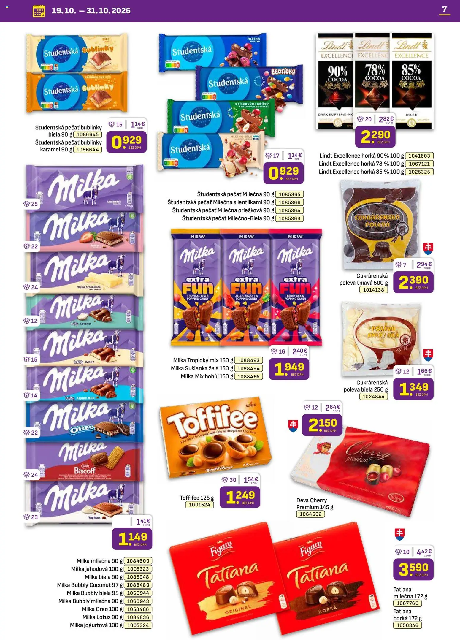 Náhľad Libex letáku platného od 19.10.2026 - Lotus, Lindt, Milka, Toffifee, Oreo, Študentská pečať