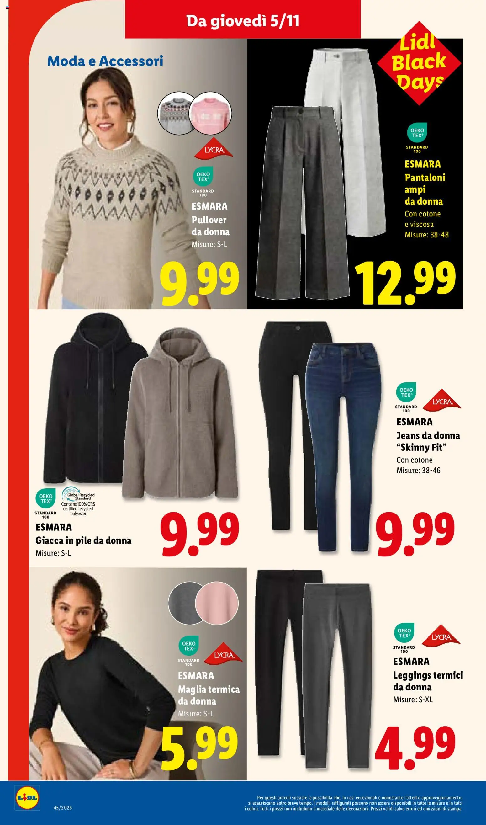 Anteprima dell'opuscolo Lidl volantino Sicilia dal negozio Lidl valido da 02/11/2026 - Jeans, Top, Giacca, Leggings, Pile, Pantaloni, Leggings termici