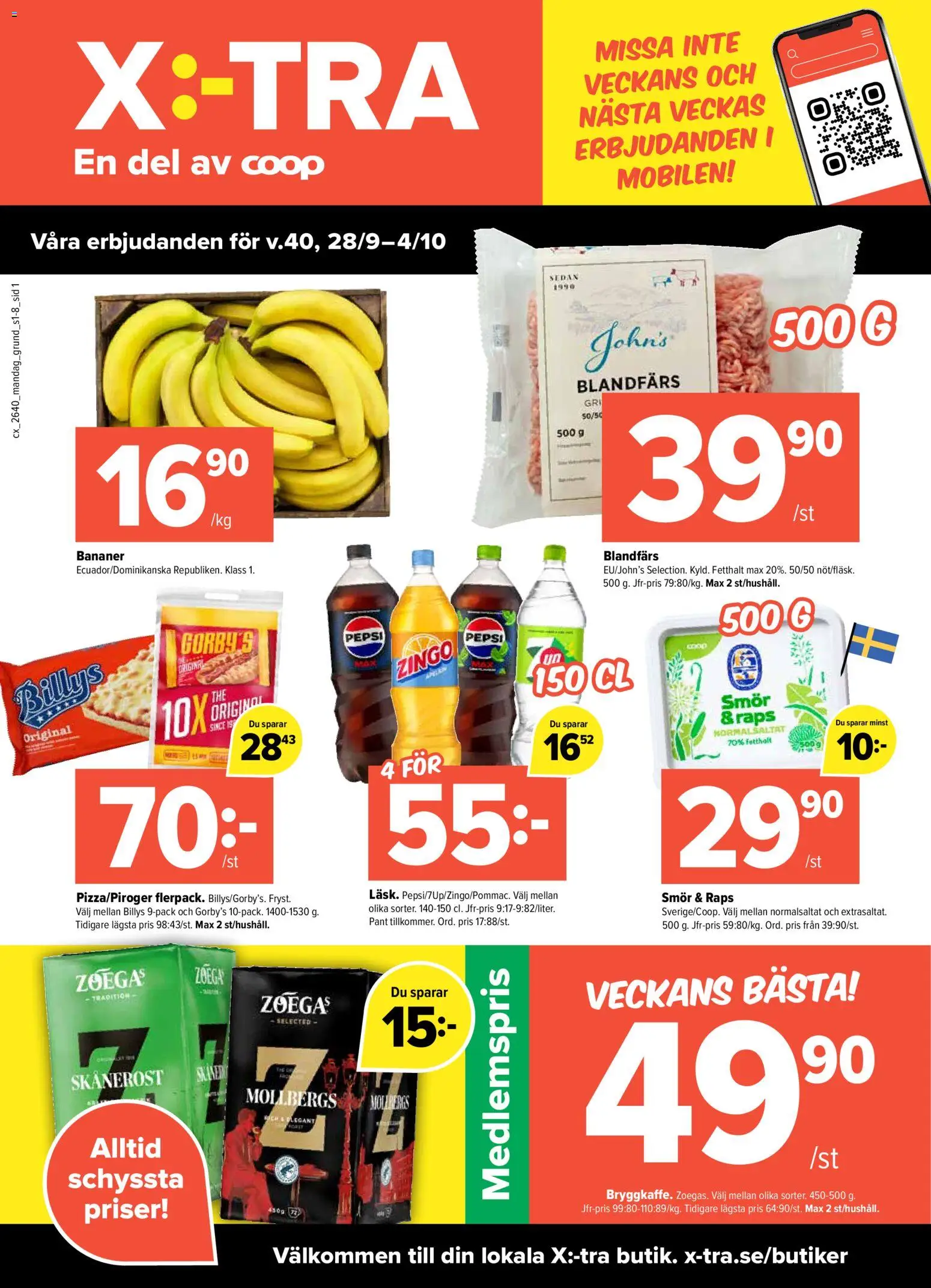 Förhandsgranska reklamblad Coop X:-TRA erbjudanden från butik Coop X:-TRA gäller från 28/09/2026