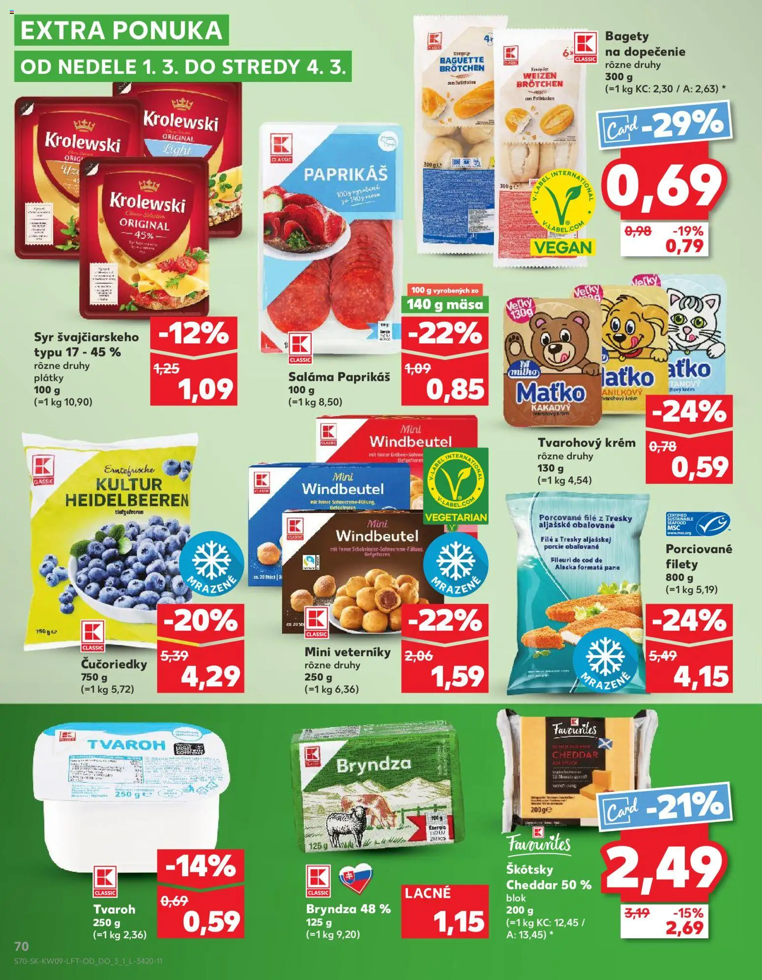 Náhľad Kaufland letáku platného od 26.02.2026 - Tvaroh, Bryndza, Cream cheese, Cheddar, Saláma, Krém, Tvarohový krém, Filé