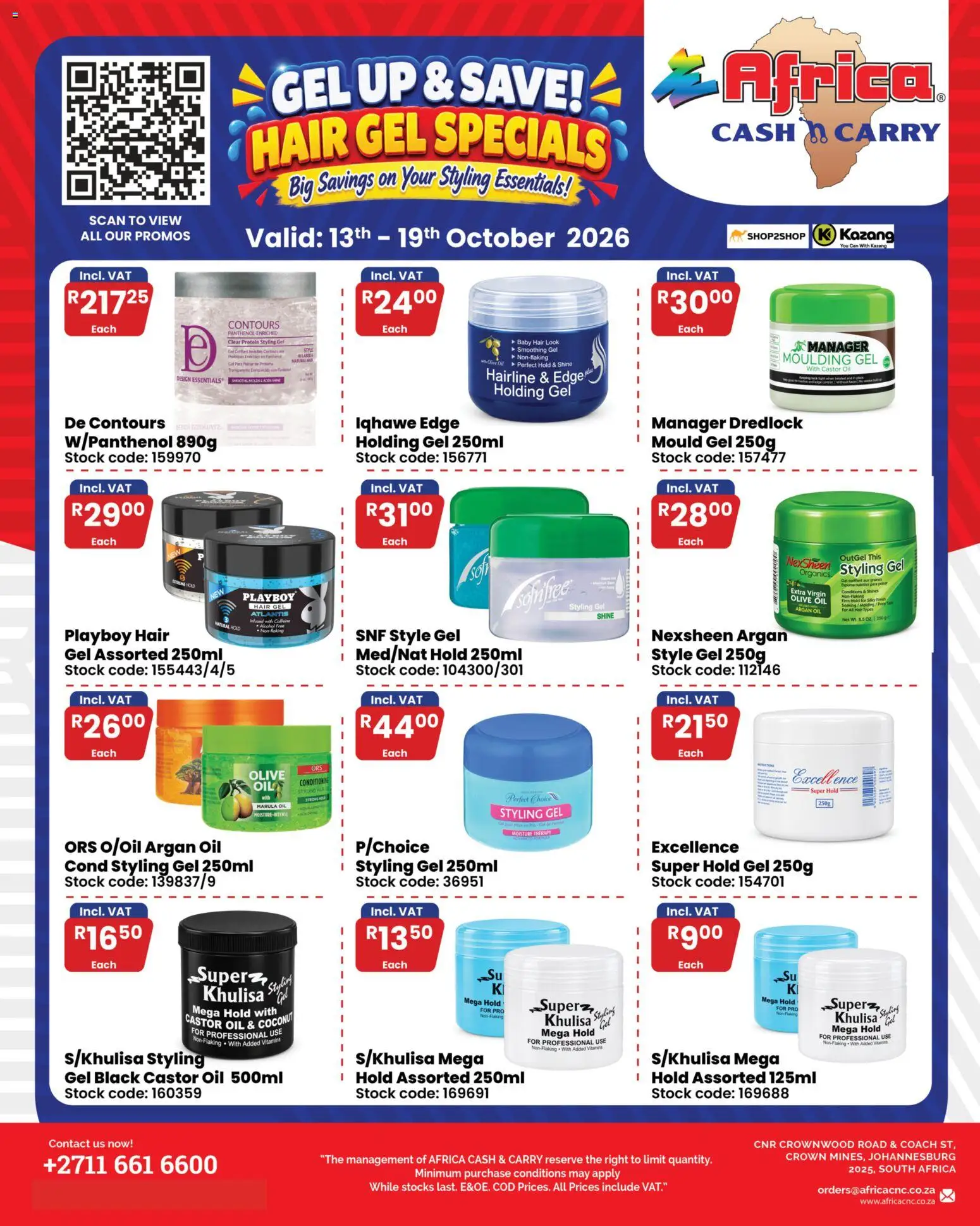 Preview of Africa Cash & Carry flyer valid from 13/10/2026 - Alcohol, Protein, Oil, Vitamins, Stock