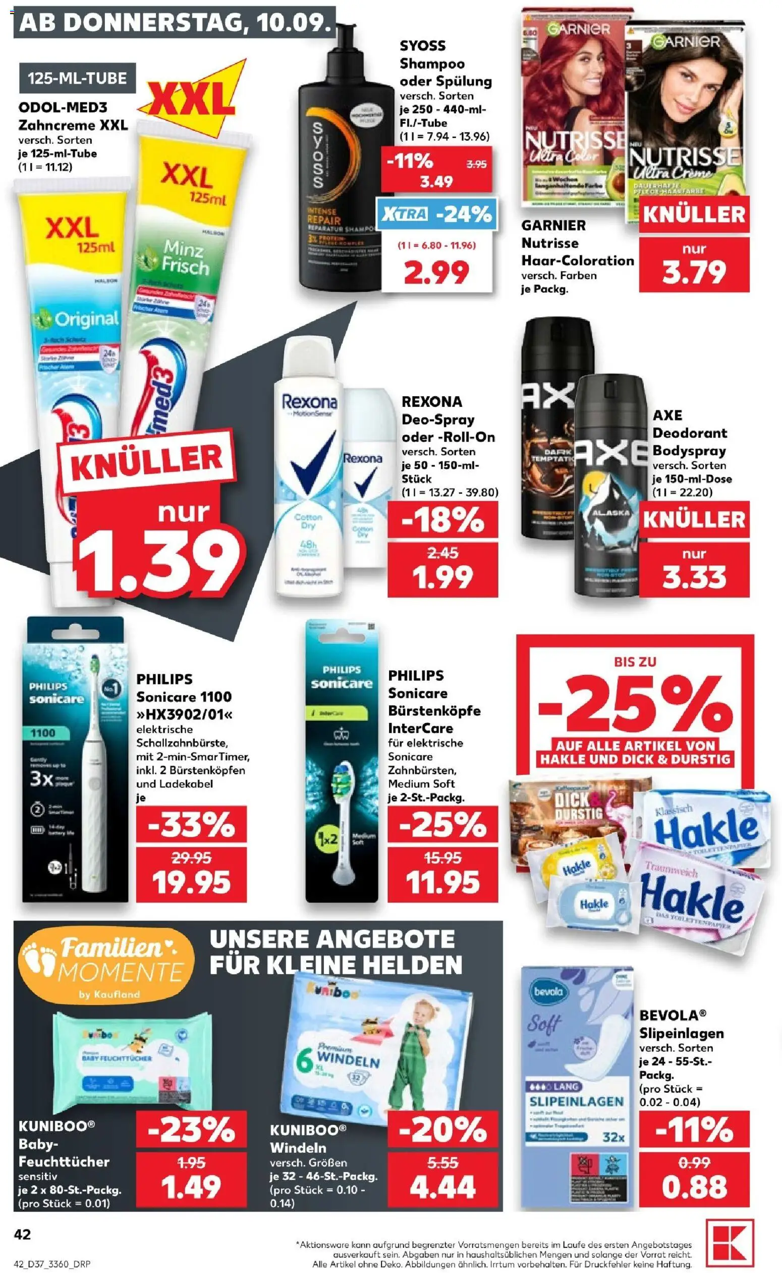 Vorschau von dem Prospekt des Geschäftes Kaufland, gültig ab dem 10.09.2026 - Philips, Shampoo, Deodorant, Ladekabel, Creme, Spülung, Deospray