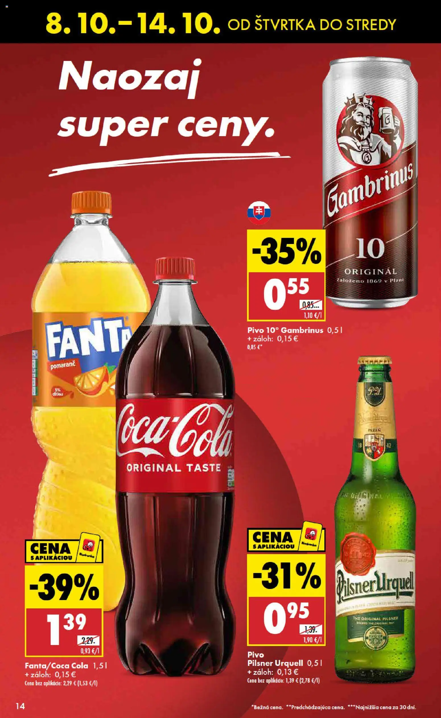 Náhľad Biedronka letáku platného od 08.10.2026 - Pivo, Pilsner Urquell, Cola, Gambrinus