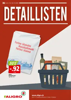 Vorschau des Merkblatts Aligro aktionen Detaillisten Chavannes, Matran, Genf, Sitten vom Shop Aligro gültig von 31.08.2026 bis 05.09.2026