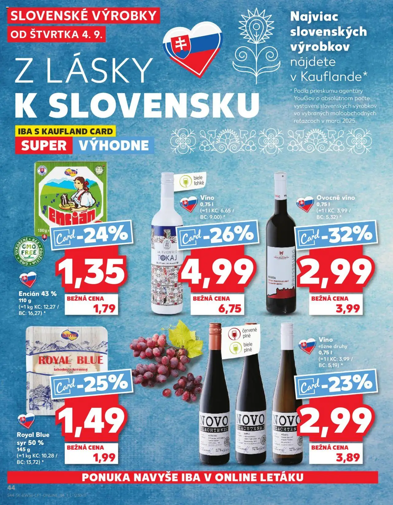 Náhľad Kaufland letáku platného od 04.09.2025 - Víno, Syr, Encián, Biele víno