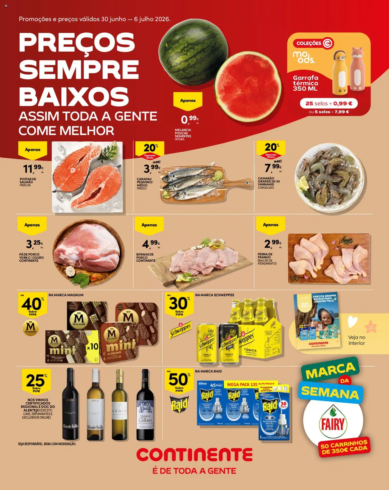 Pré-visualização do folheto da loja Continente válida a partir de 30/06/2026 - Chocolate, Frango, Camarão, Melancia, Salmão