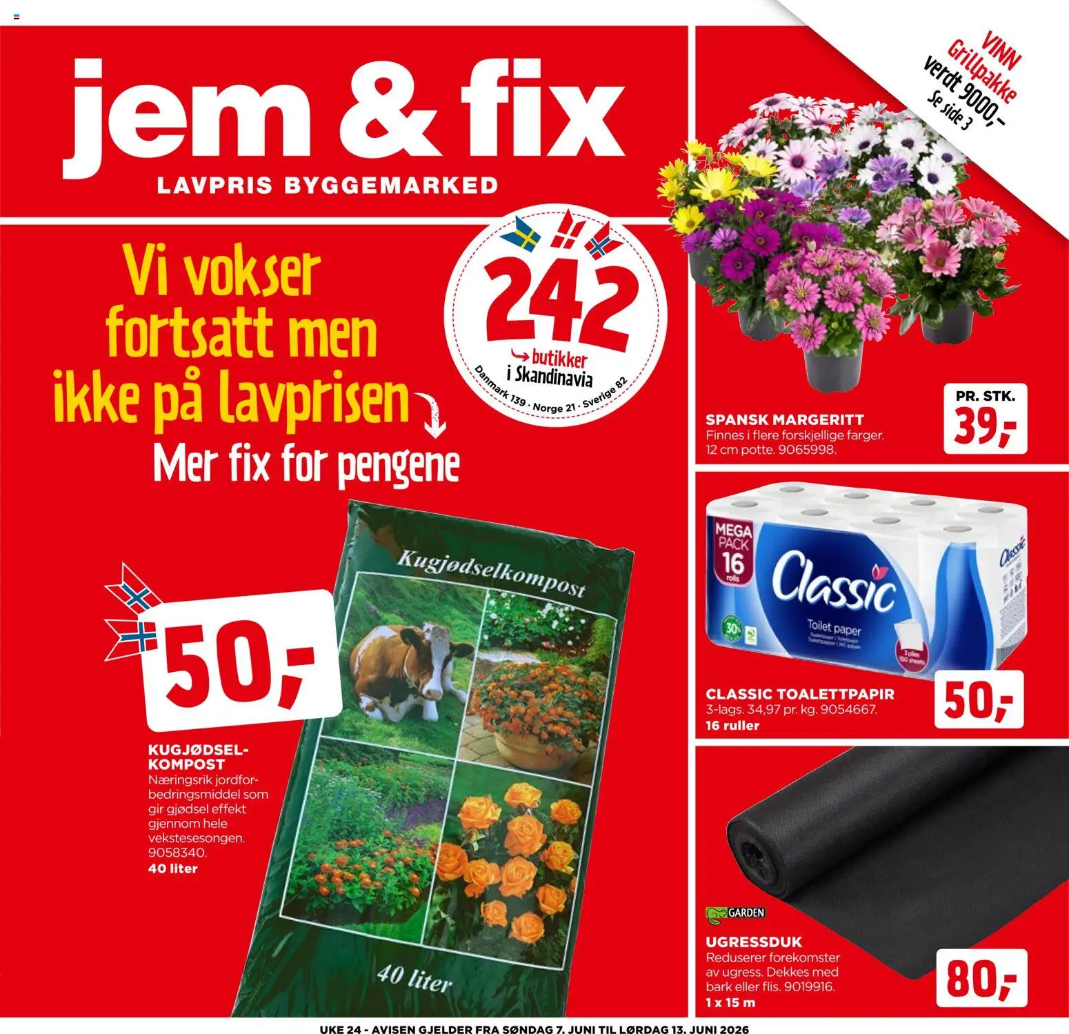 Forhåndsvis Jem & Fix kundeavis fra butikk Jem & Fix gyldig fra 06/06/2026 - Toalettpapir, 1, Gjødsel