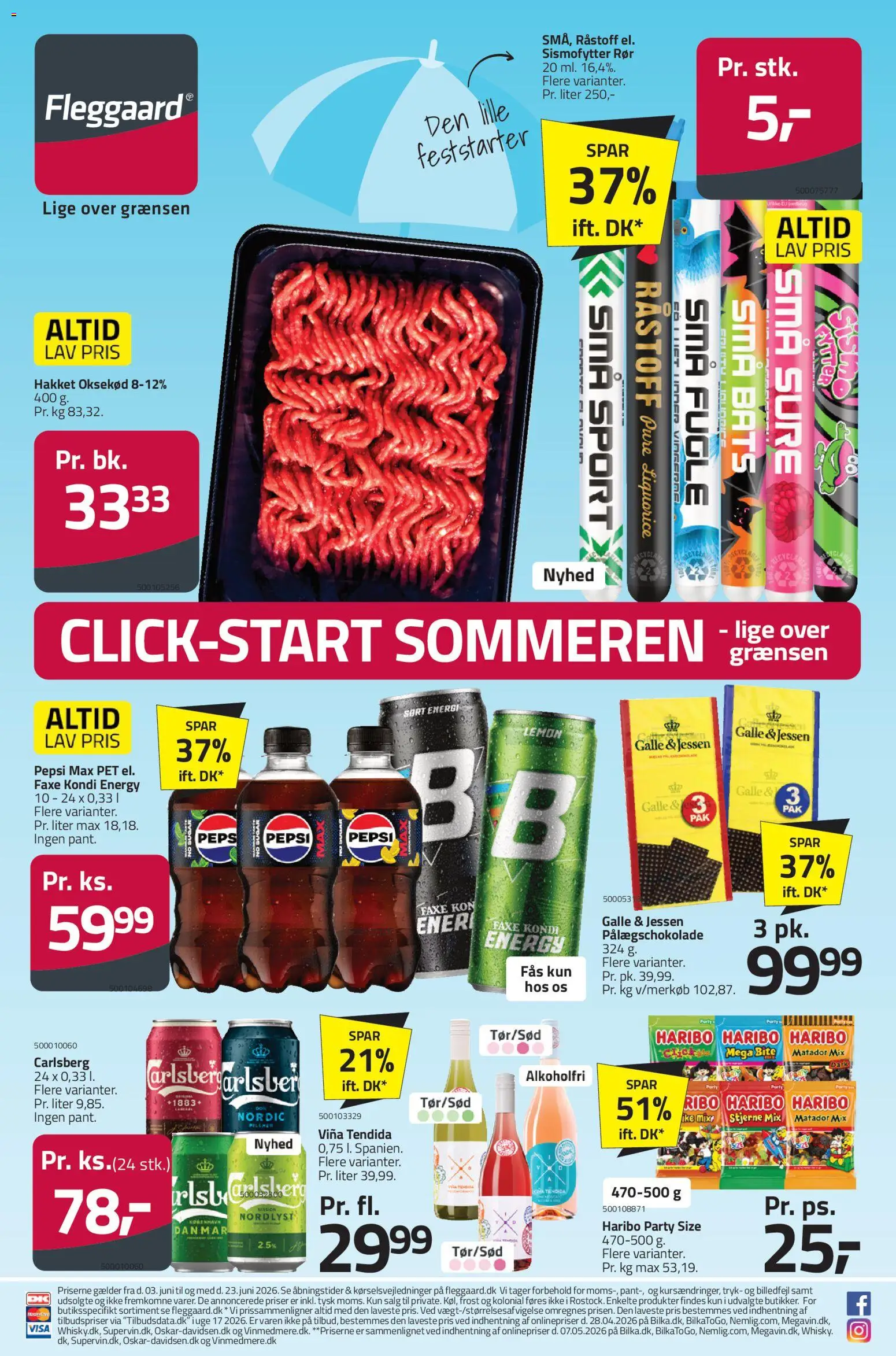 Eksempel på tilbudsavis Fleggaard - Tilbudsavis 23 fra butik Fleggaard gyldig fra 03/06/2026 - Faxe Kondi, Pepsi Max, Pepsi, Oksekød, Pålægschokolade