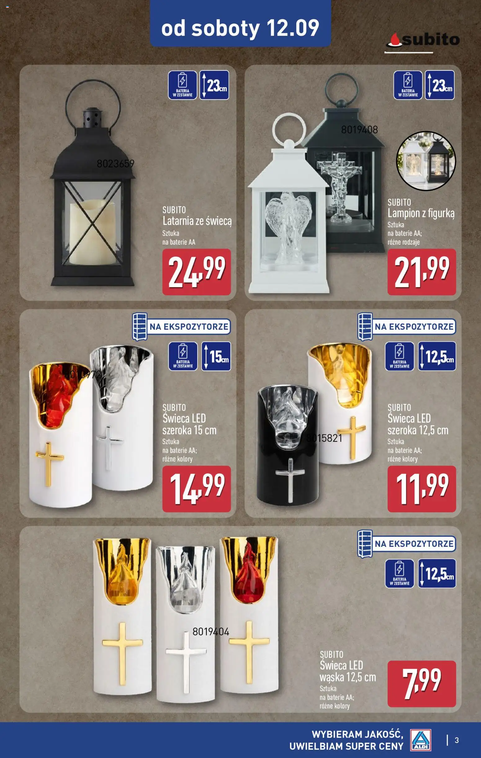 Pogląd gazetki "Aldi gazetka - Szeroka oferta zniczy w super cenach" ze sklepu Aldi ważnej od 12.09.2026