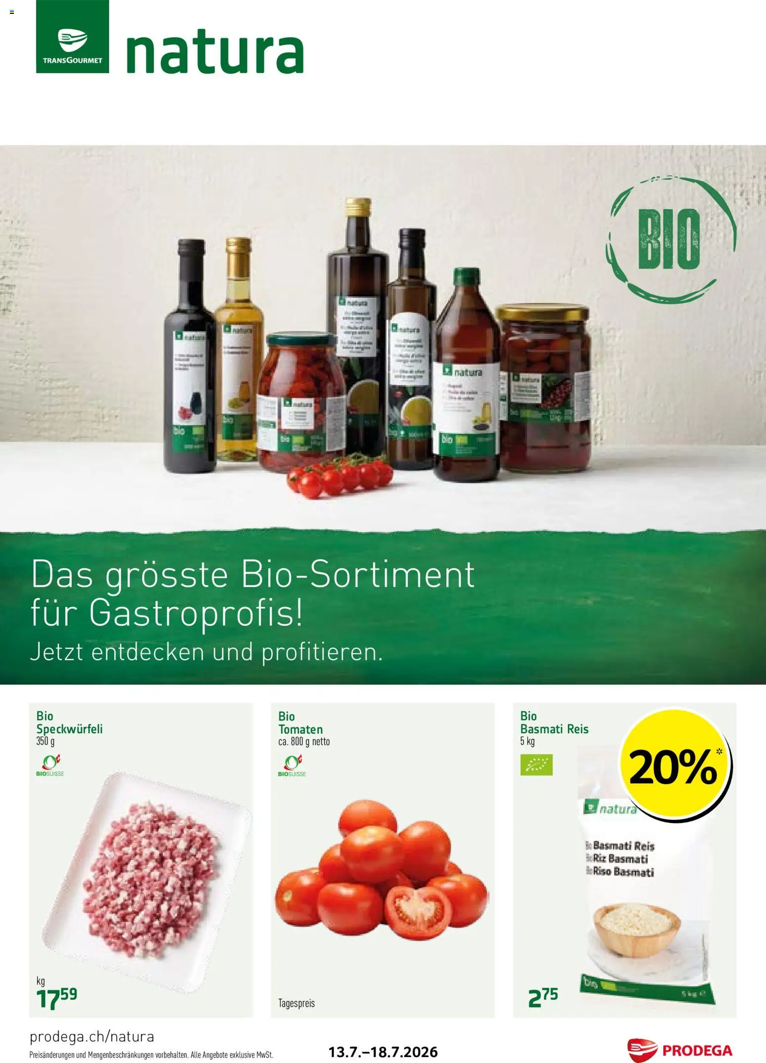 Vorschau des Merkblatts Prodega aktionen Natura vom Shop Prodega gültig von 13.07.2026 bis 18.07.2026 - Reis, Tomaten