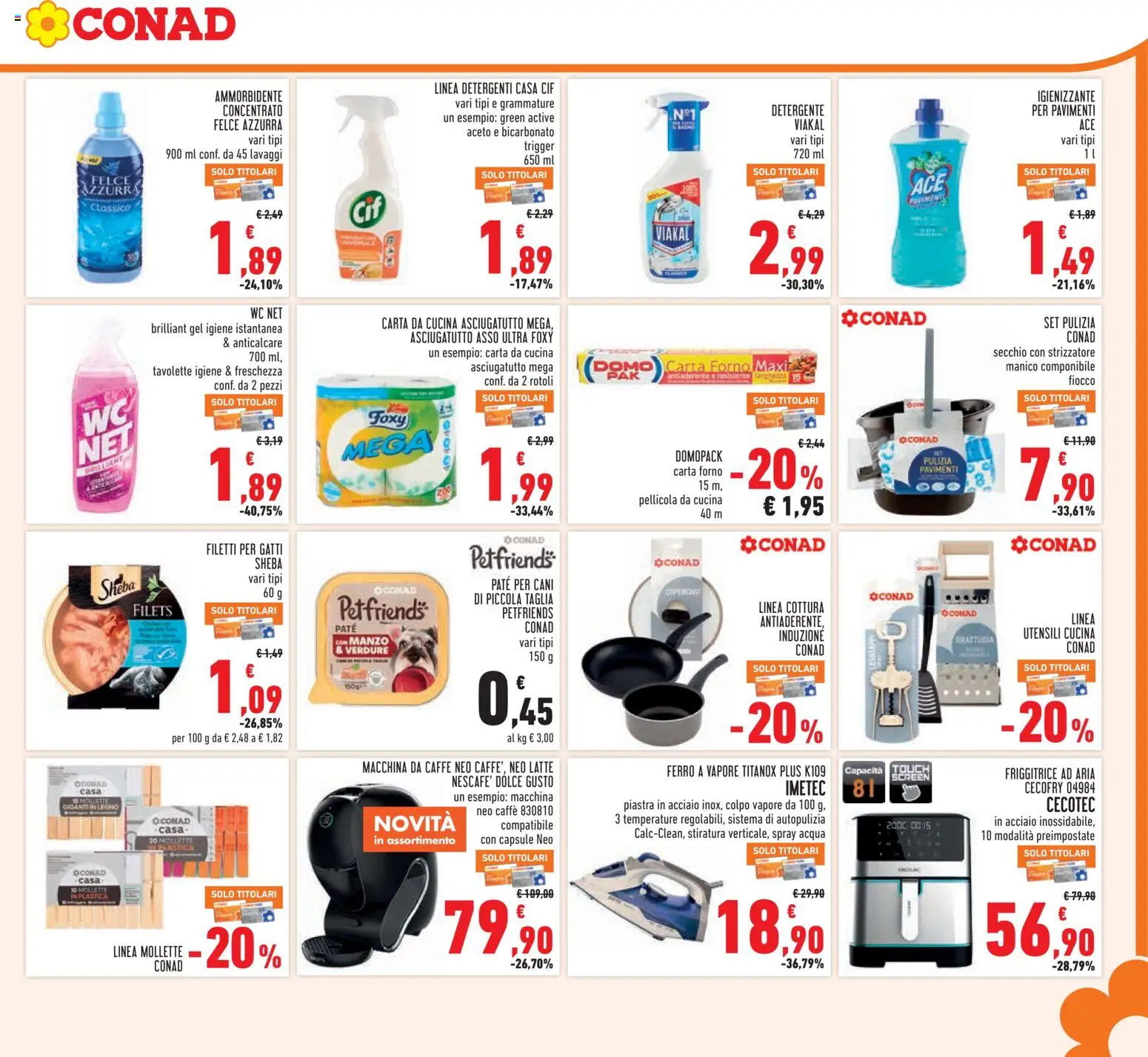 Anteprima dell'opuscolo Conad volantino dal negozio Conad valido da 21/10/2026 - Ammorbidente, Friggitrice, Nescafé, Aceto, Paté, Anticalcare, Secchio, Paté per cani