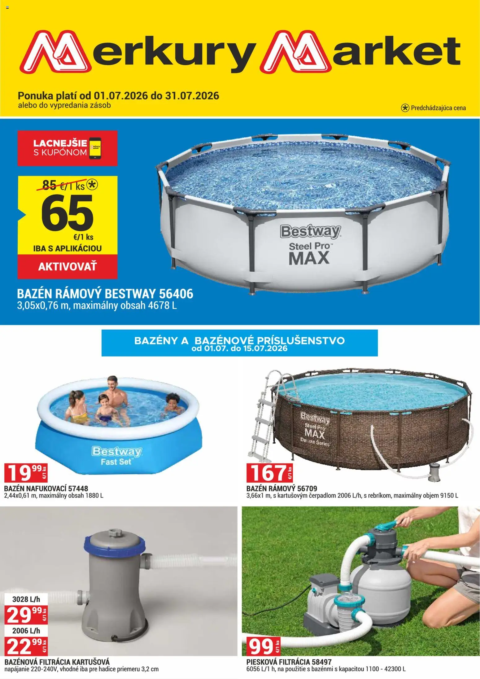 Náhľad Merkury Market letáku platného od 01.07.2026 - Bazény, Filtrácia, Bazén