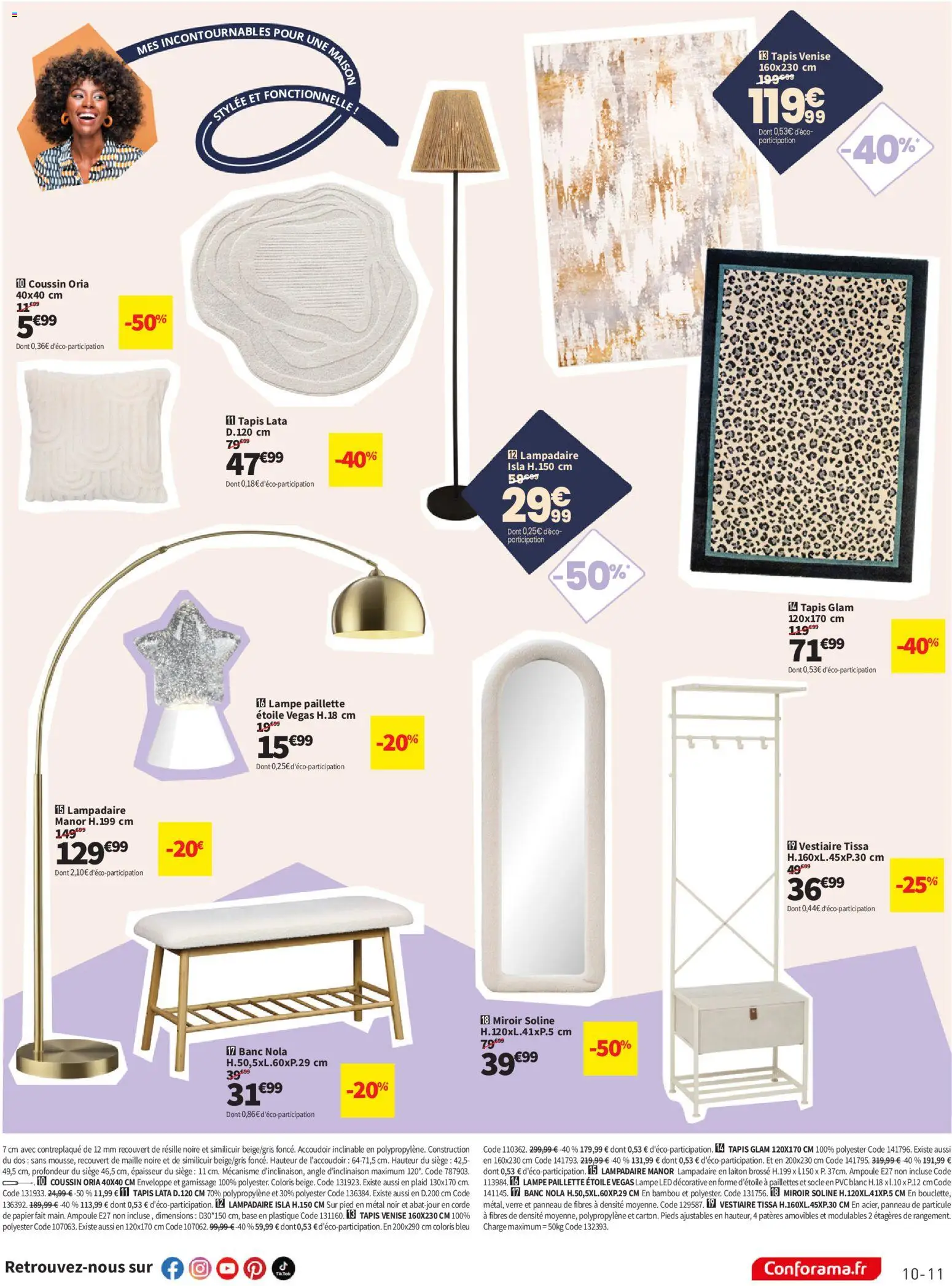 Prévisualisation de Conforama catalogue du magasin Conforama formulaire valide 08/09/2026 - Miroir, Tapis, Bambou, Lampadaire, Lampe, Ampoule, Base, Brosse