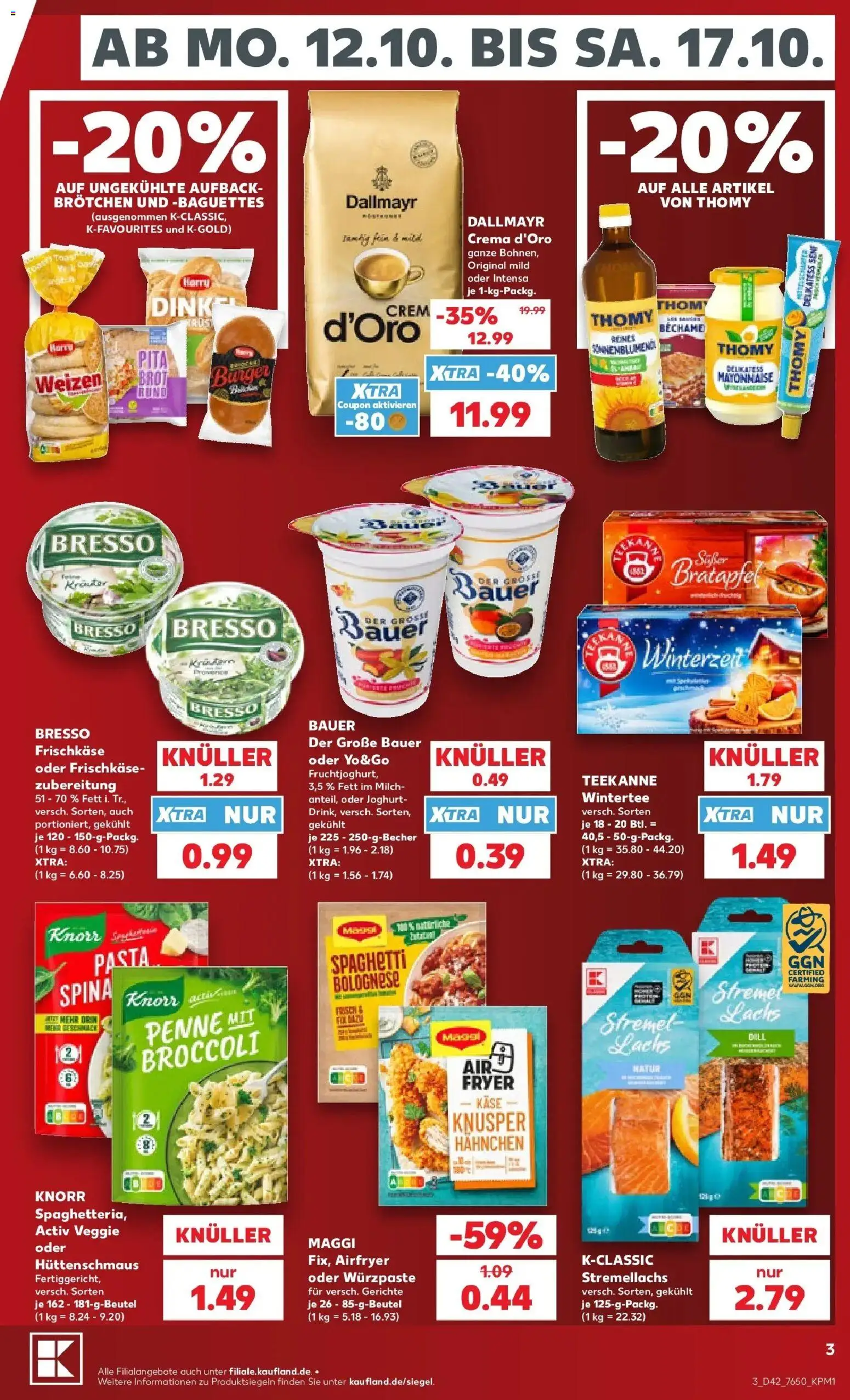 Vorschau von dem Prospekt des Geschäftes Kaufland, gültig ab dem 12.10.2026 - Käse, Gerichte, Joghurt, Spaghetti, Maggi, Teekanne, Milch, Frischkase