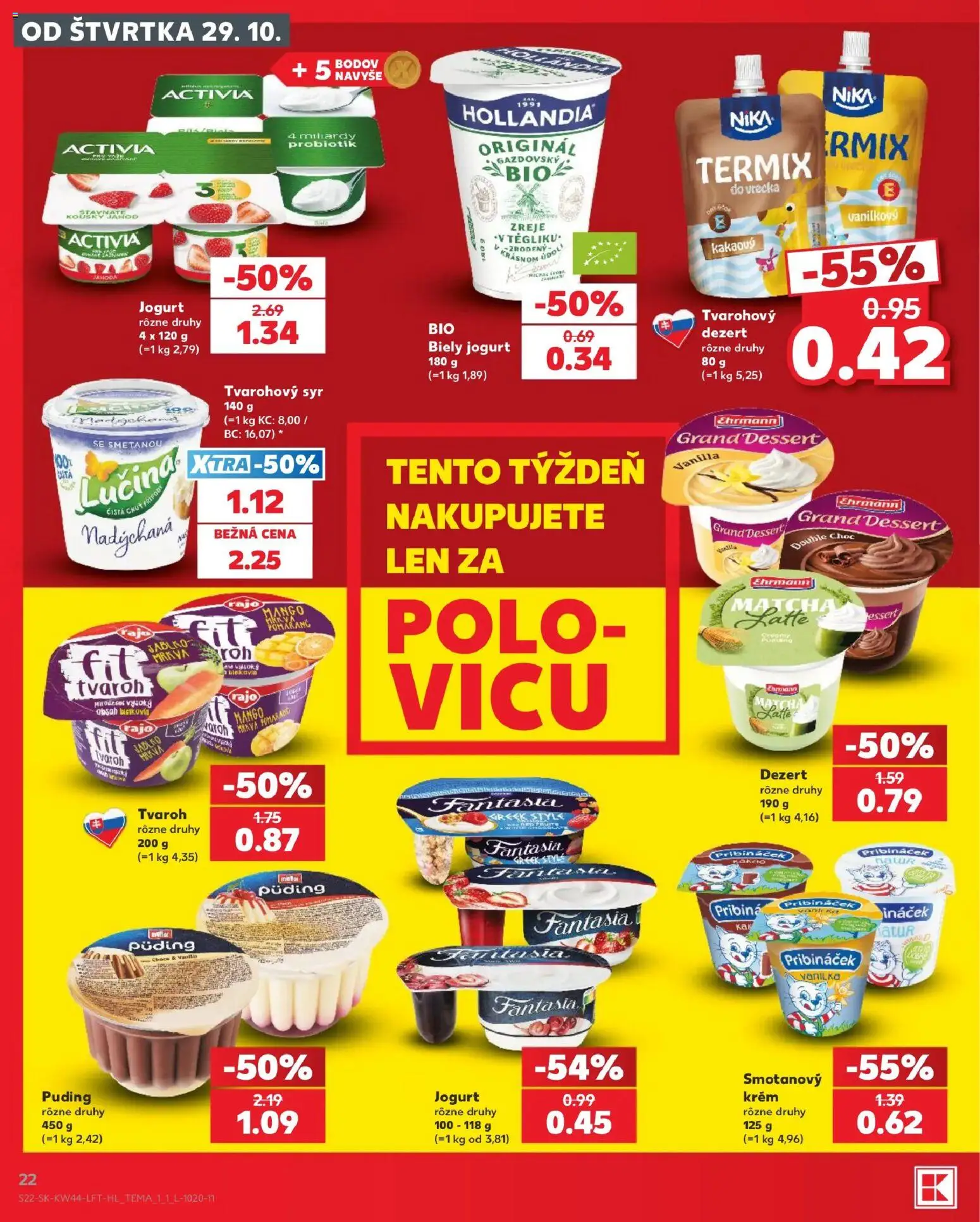 Náhľad Kaufland letáku platného od 29.10.2026 - Mango, Tvaroh, Mrkva, Puding, Jogurt, Vanilka, Biely jogurt, Krém