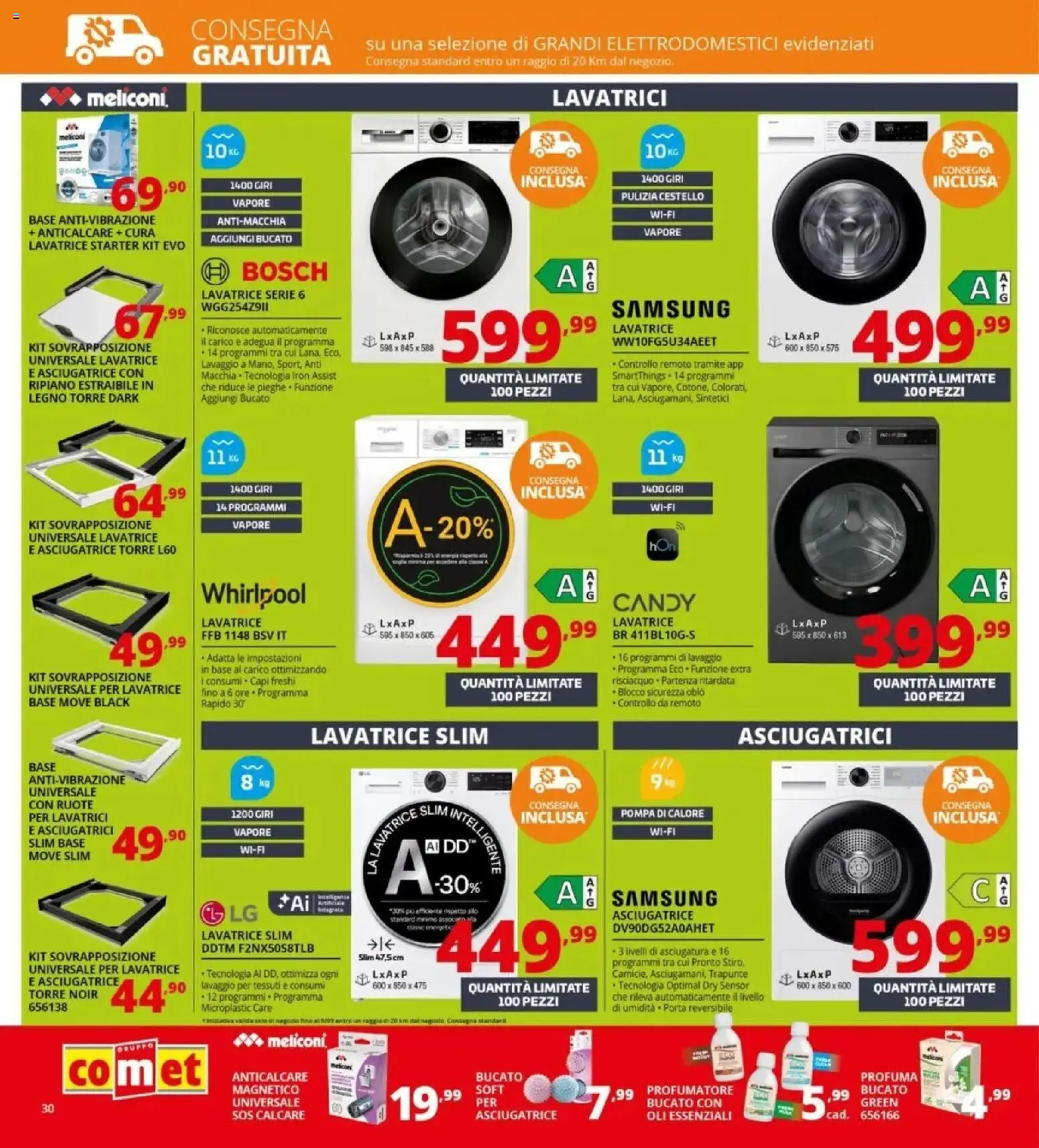 Anteprima dell'opuscolo Comet volantino Back to school dal negozio Comet valido da 20/08/2026 - Samsung, Lavatrice, Asciugatrice, Porta, Anticalcare, Ripiano