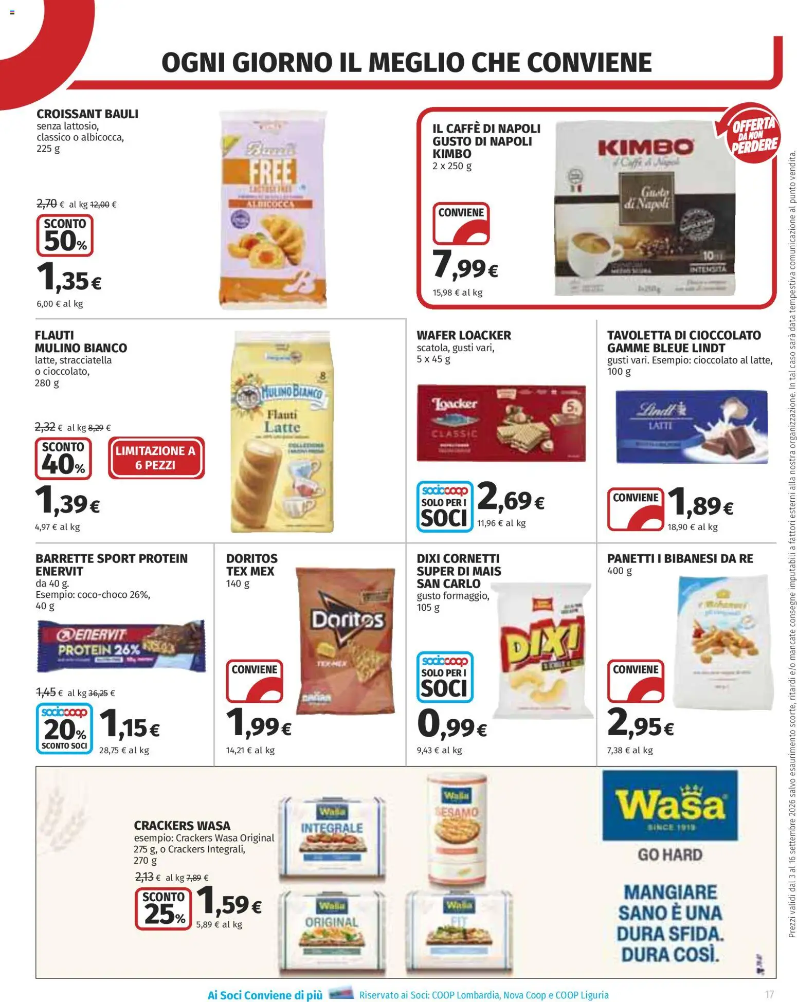 Anteprima dell'opuscolo COOP volantino Superstore Lombardia dal negozio COOP valido da 03/09/2026 - Latte, Lindt, Croissant, Stracciatella, Crackers, Mais, Data, Kimbo