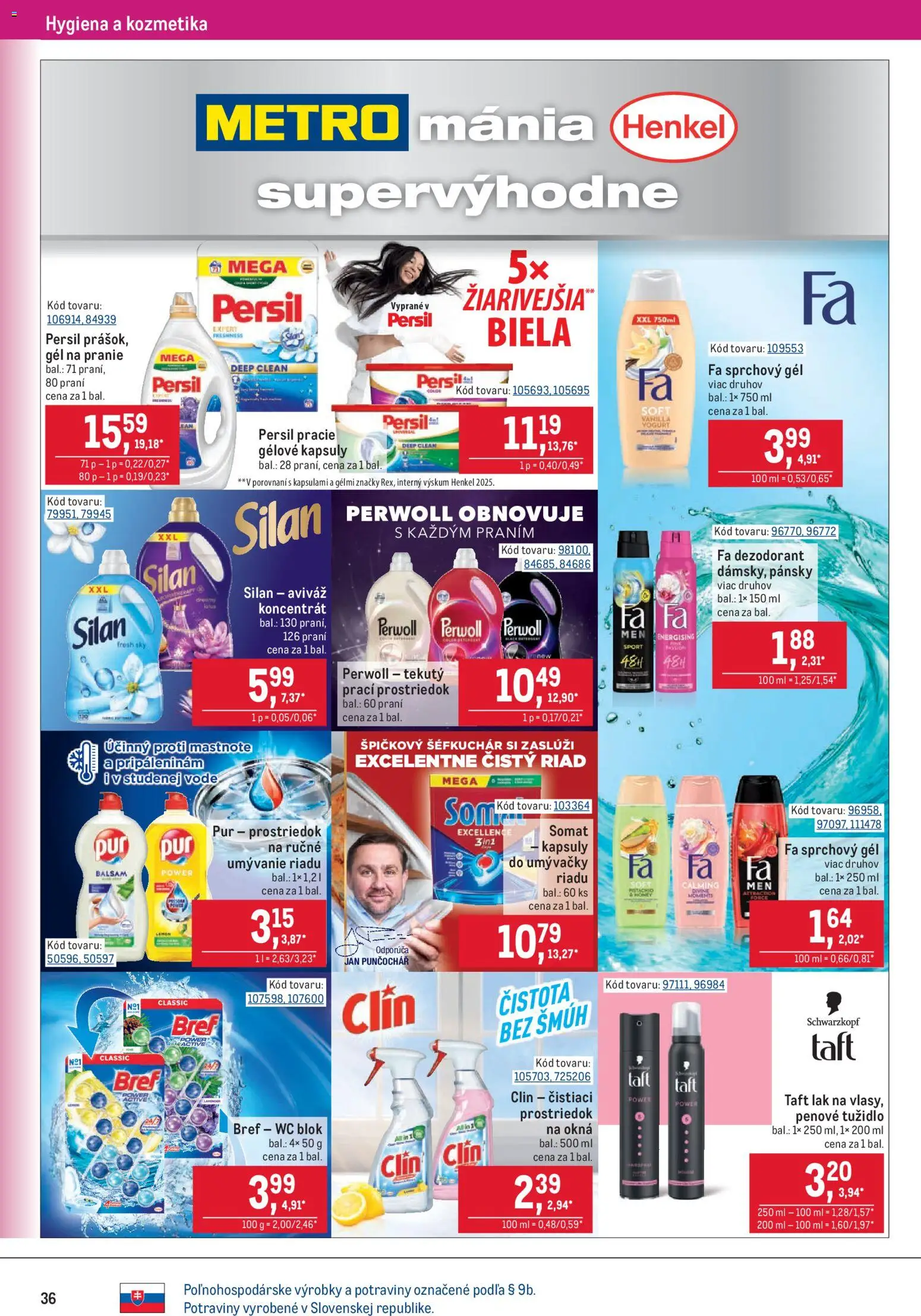 Náhľad Metro letáku platného od 07.10.2026 - Wc, Dezodorant, Riad, Silan, Aviváž, Sprchový gél, Wc blok, Gél na pranie
