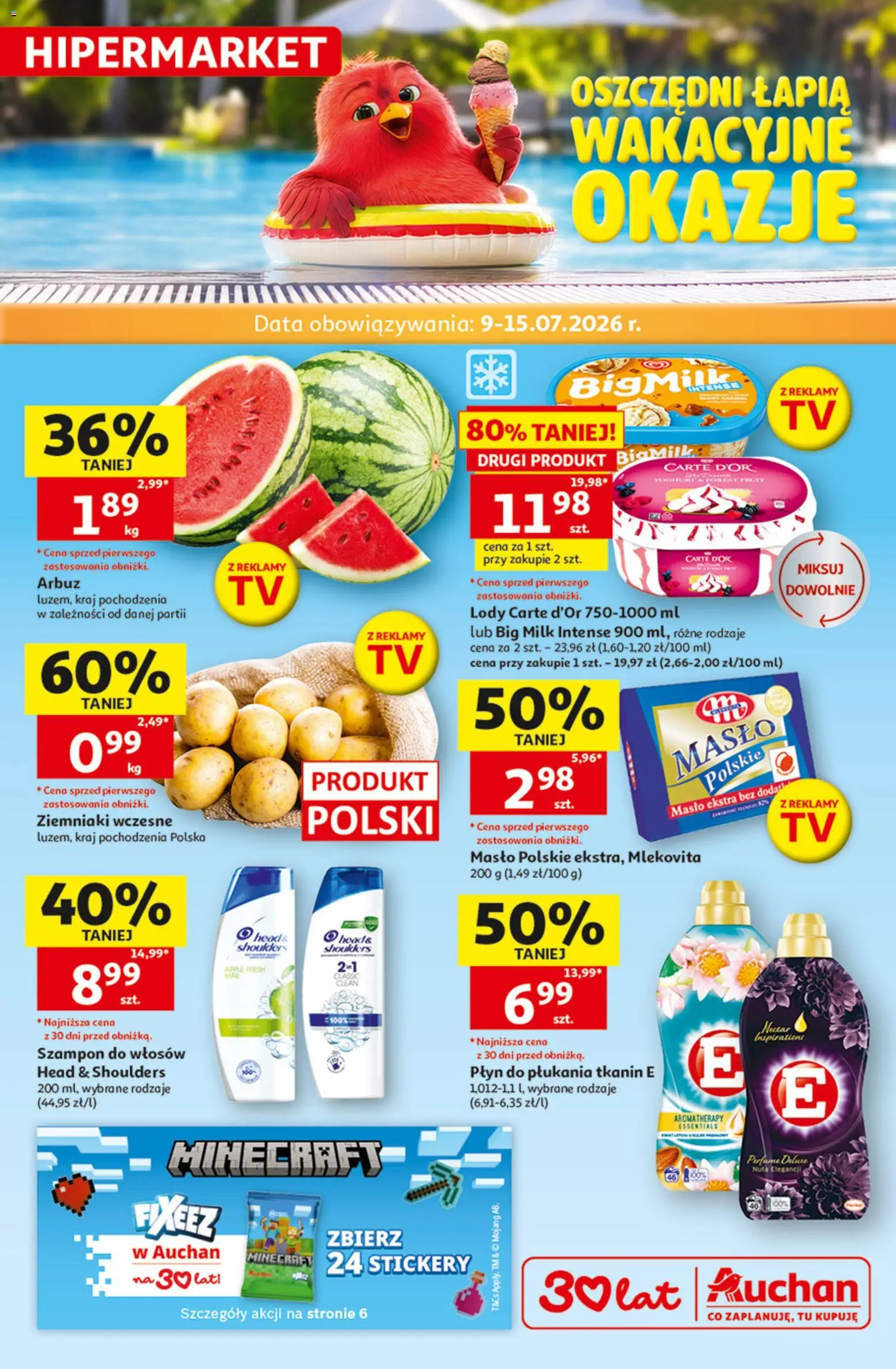 Pogląd gazetki "Auchan gazetka - 30 Lat Hipermarket" ze sklepu Auchan ważnej od 09.07.2026