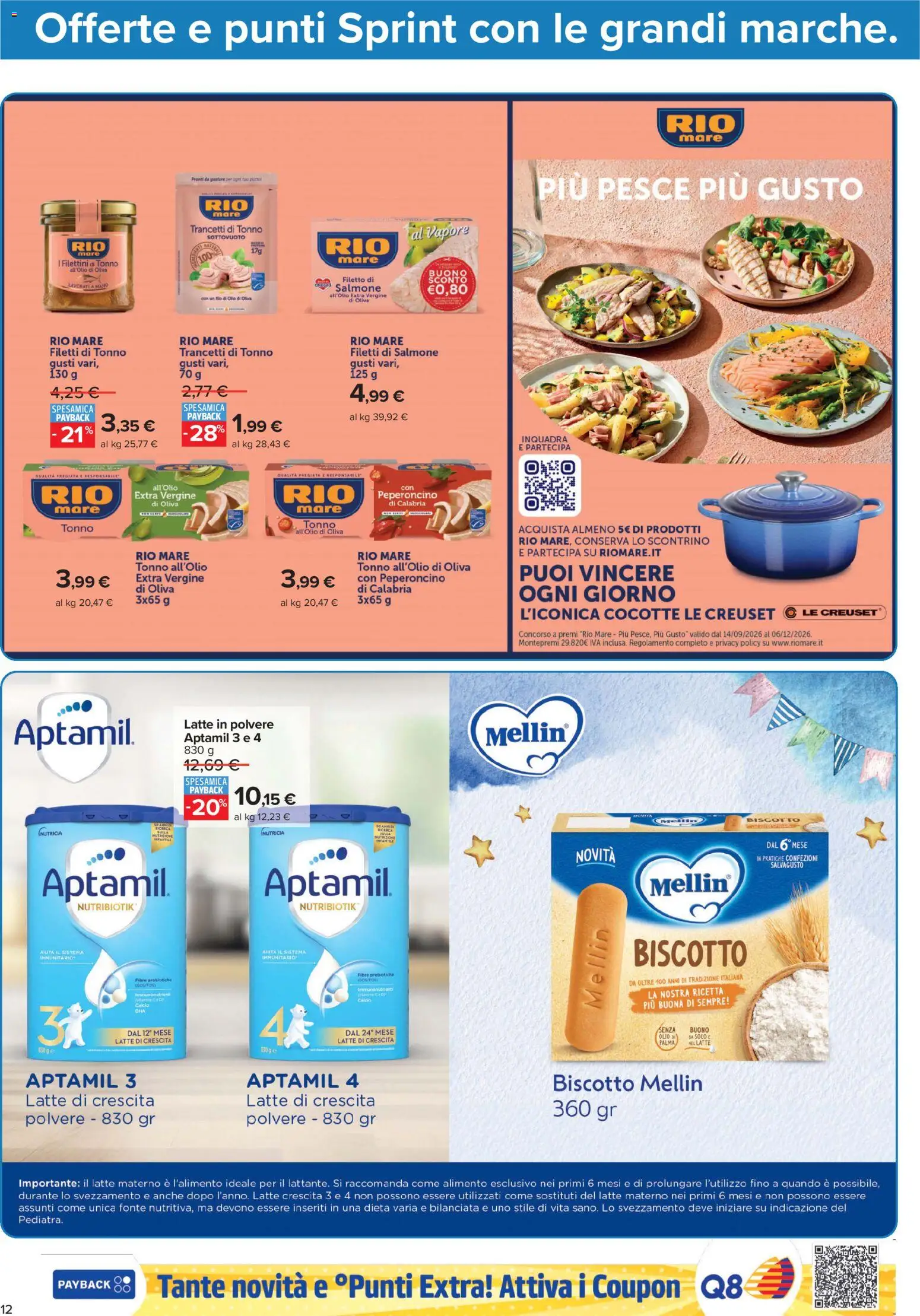 Anteprima dell'opuscolo Carrefour volantino Iper - Punti Sprint Payback dal negozio Carrefour valido da 23/10/2026 - Pesce, Latte, Olio di Oliva, Tonno, Peperoncino, Filetto, Latte in polvere, Filetto di salmone