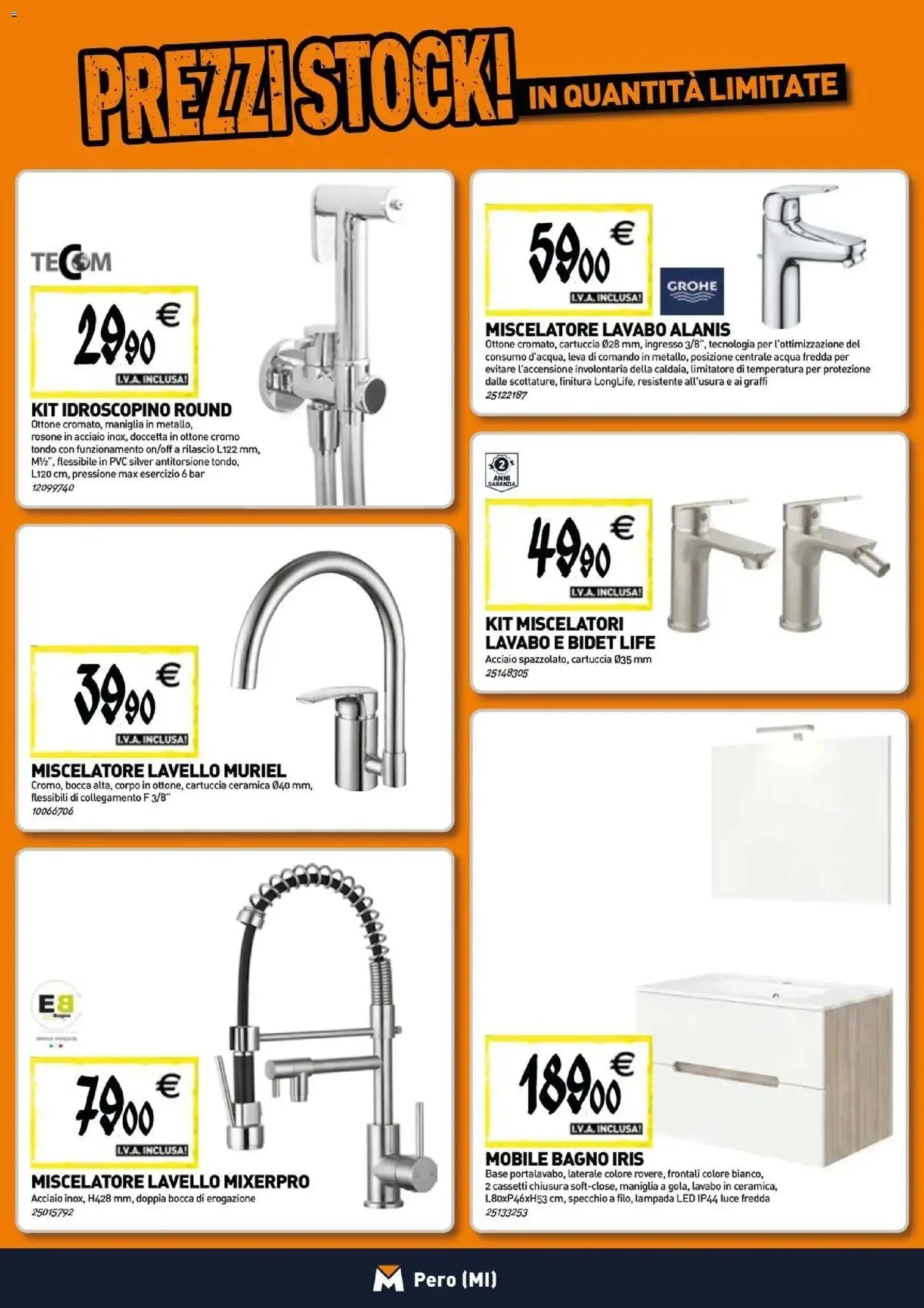 Anteprima dell'opuscolo TECNOMAT catalogo Pero dal negozio TECNOMAT valido da 29/10/2026 - Acqua, Mobile, Bagno, Specchio, Lavello, Lampada, Miscelatore