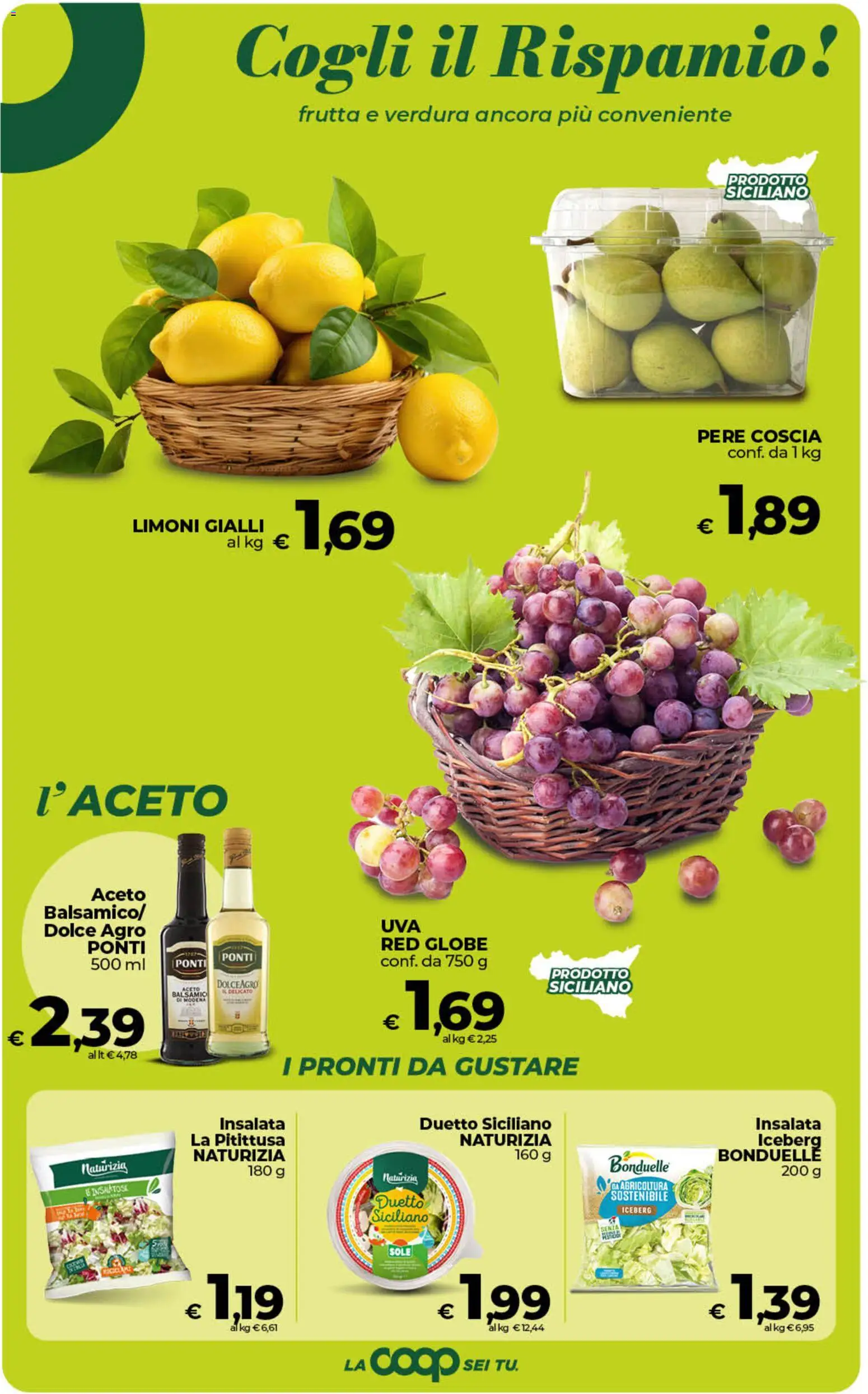 Anteprima dell'opuscolo COOP volantino inCoop Sicilia dal negozio COOP valido da 01/09/2026 - Insalata, Frutta, Aceto, Pere, Limoni